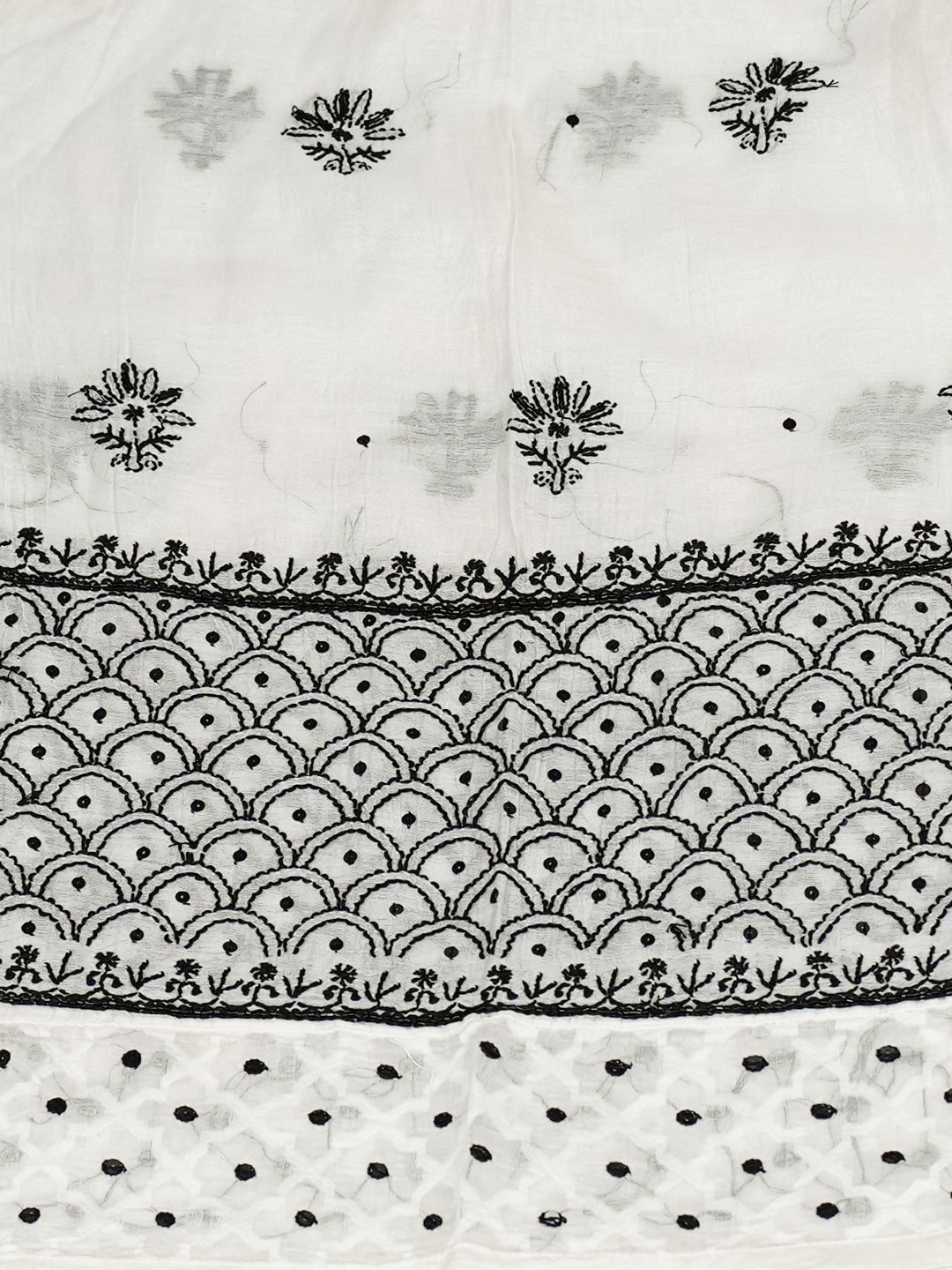 Ada Hand Embroidered Off White Chanderi Lucknowi Chikankari Semi-Unstitched Kurta Dupatta Set With Cutdana and Sequinned Work 01A935336