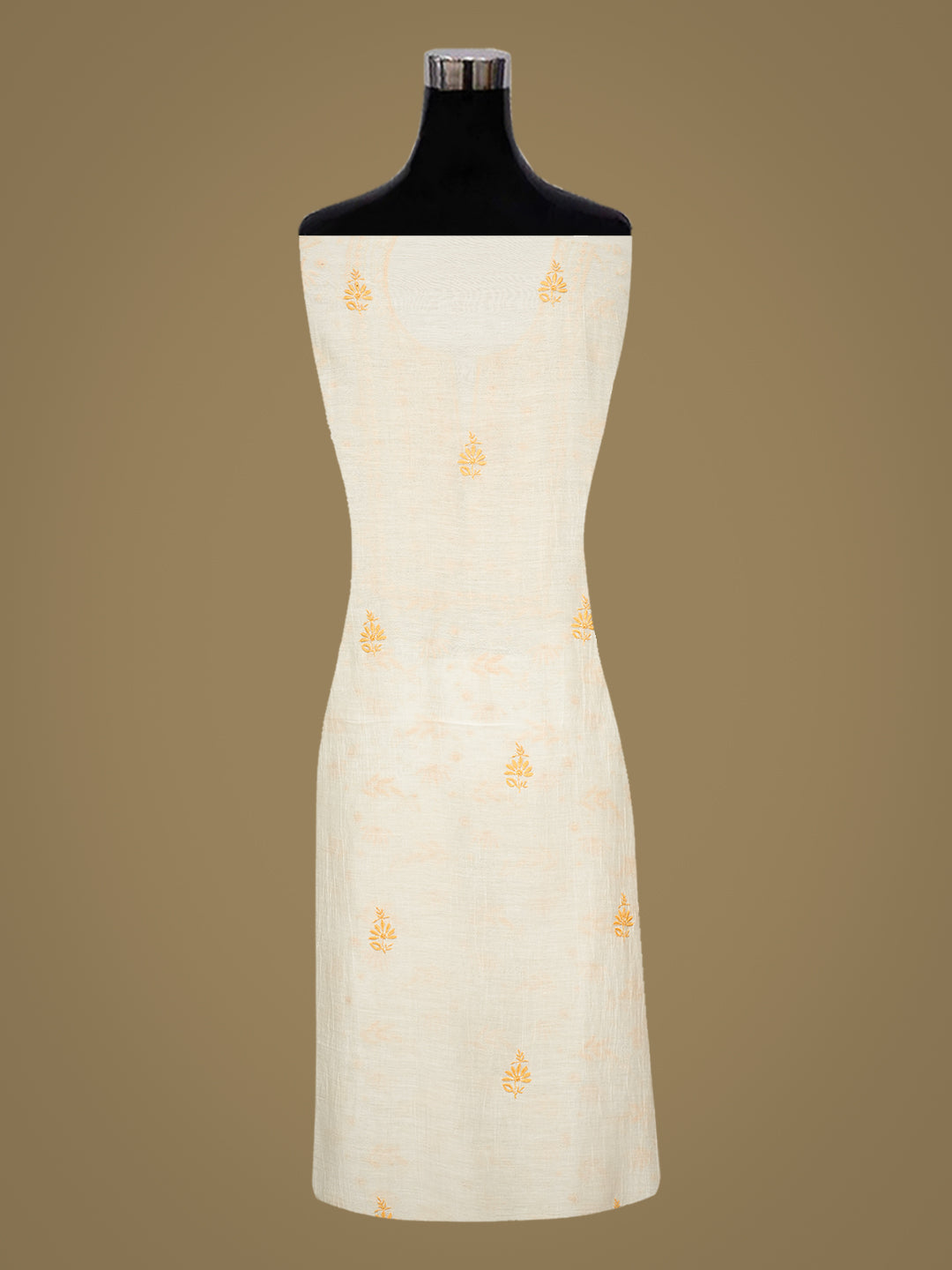 Ada Hand Embroidered Off White Chanderi Lucknowi Chikankari Unstitched Kurta Dupatta Set 01A805745