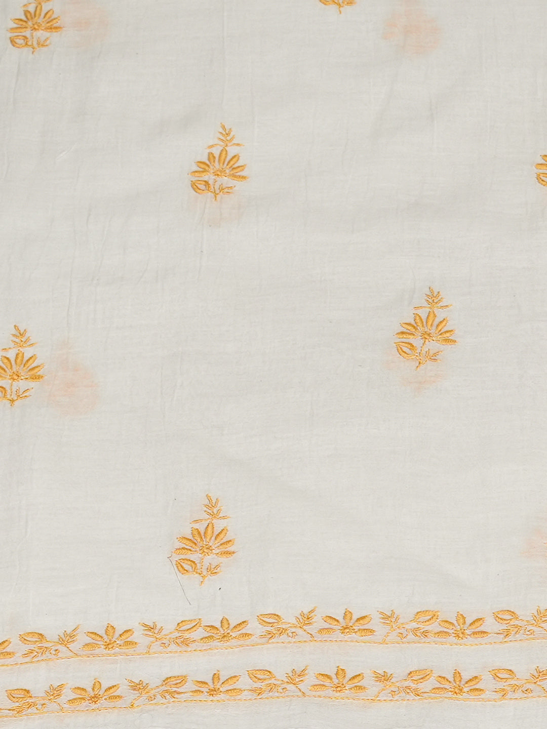 Ada Hand Embroidered Off White Chanderi Lucknowi Chikankari Unstitched Kurta Dupatta Set 01A805745