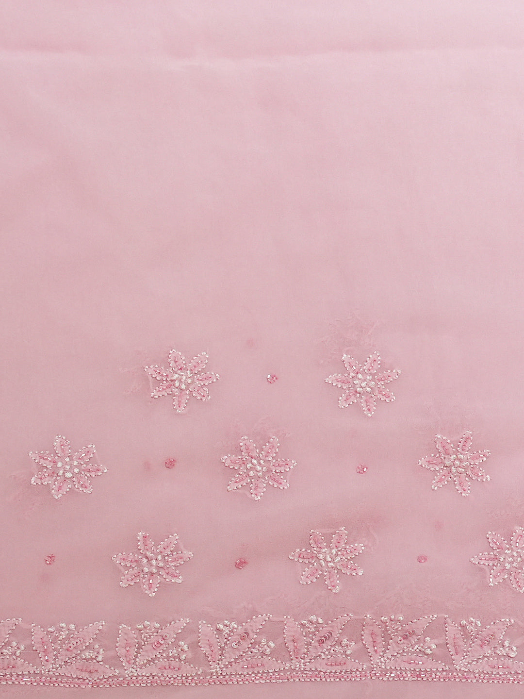 Ada Hand Embroidered Ombre Shade Of Pink And Bright Snow Georgette Lucknowi Chikankari Saree/Blouse With Cutdana Work 01A950742