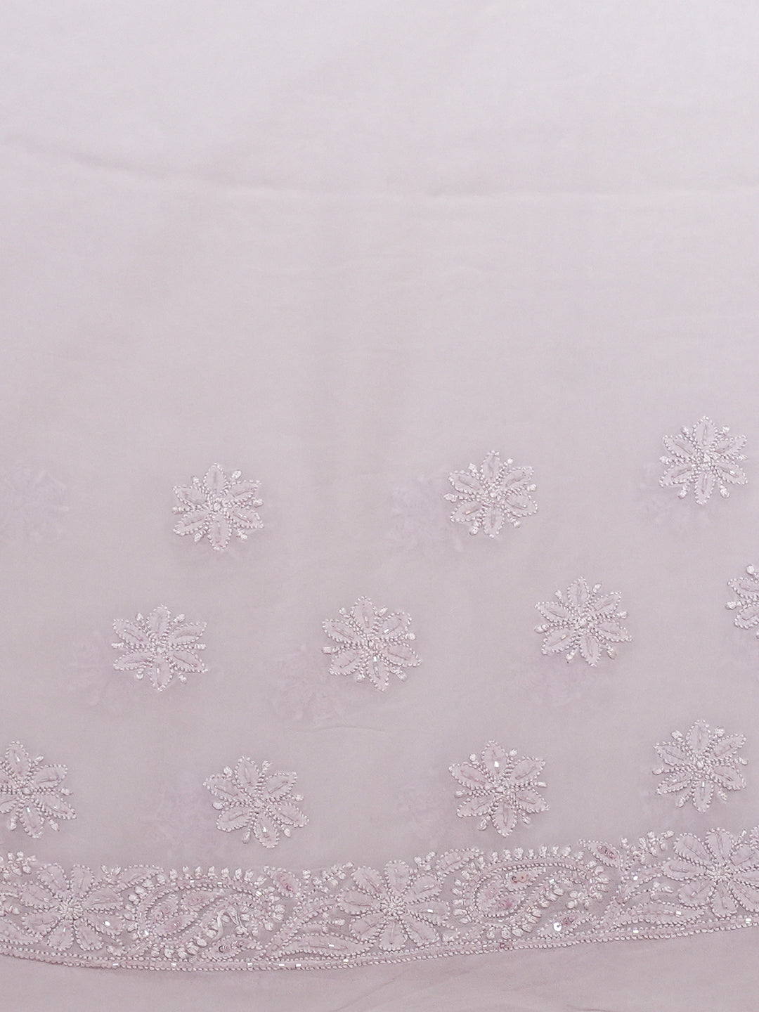 Ada Hand Embroidered Ombre Shade Of Powder Pink And Mauve Viscose  Georgette Lucknowi Chikankari Saree/Blouse With Cutdana Work 01A951036