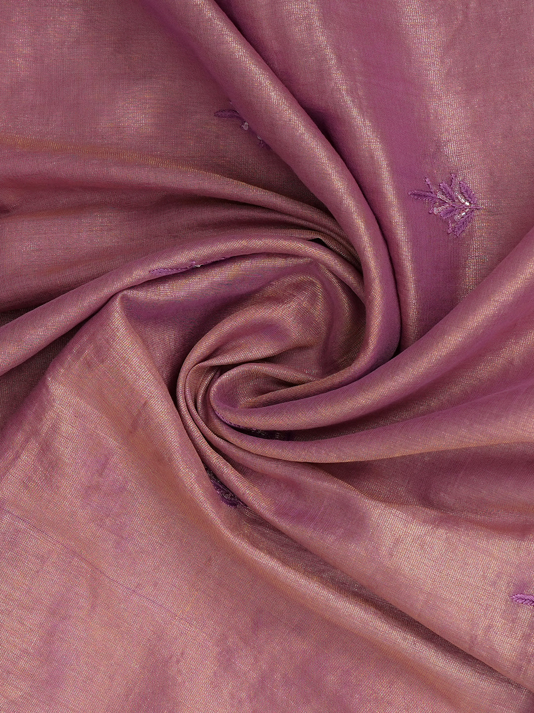 Ada Hand Embroidered Onion Pink Tissue Lucknowi Chikankari Semi-Stitched A-Line Kurta Dupatta Set With Cutdana Work 07A502711