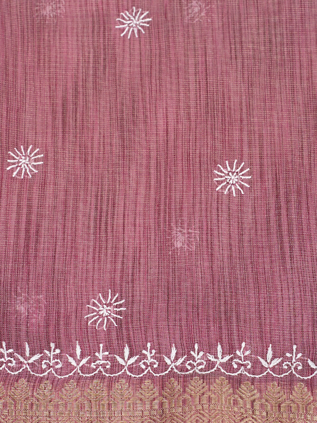Ada Hand Embroidered Onion Pink Tissue Unstitched Lucknowi Chikankari Kurta Dupatta Set 01A997842