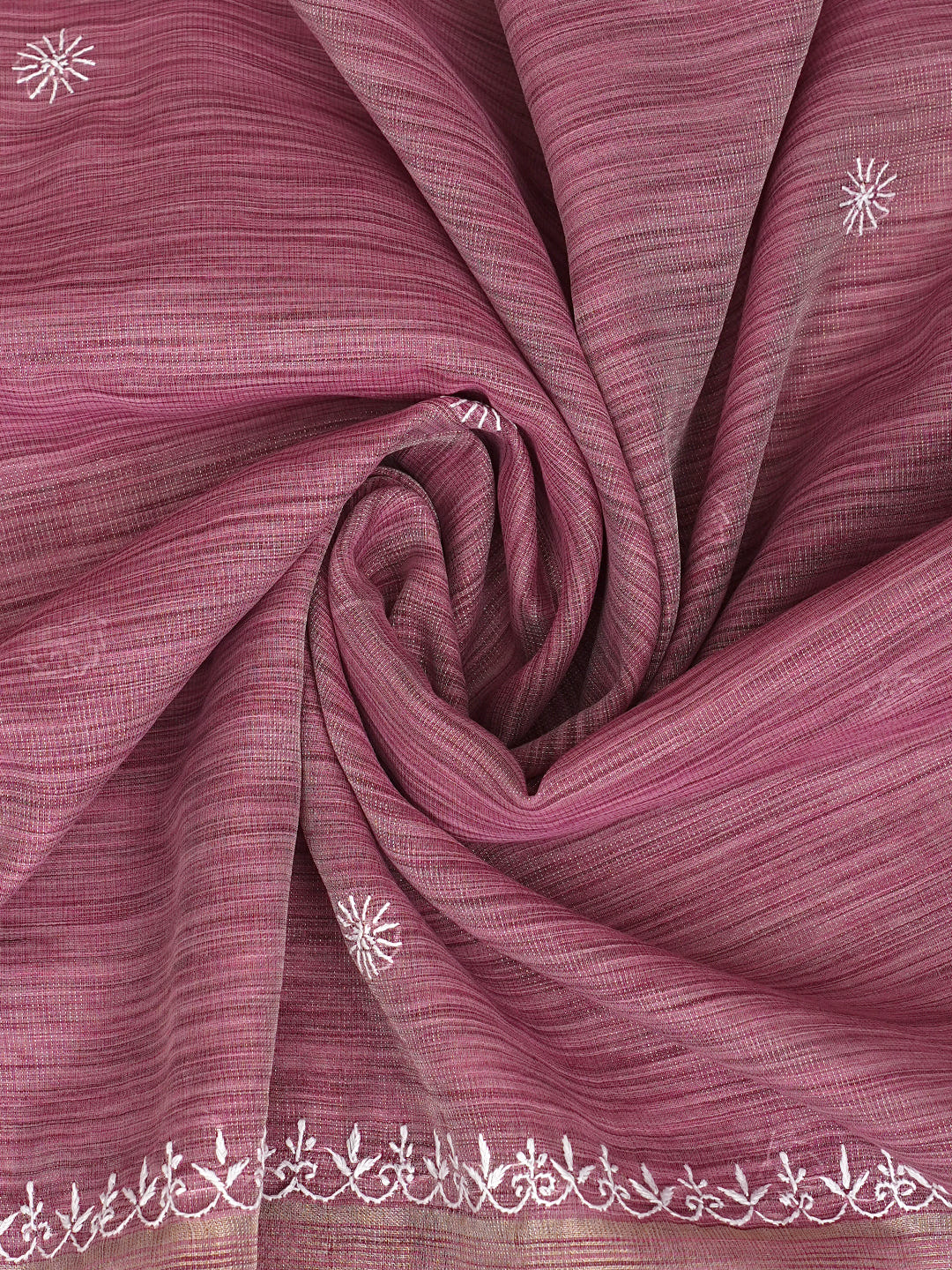 Ada Hand Embroidered Onion Pink Tissue Unstitched Lucknowi Chikankari Kurta Dupatta Set 01A997842