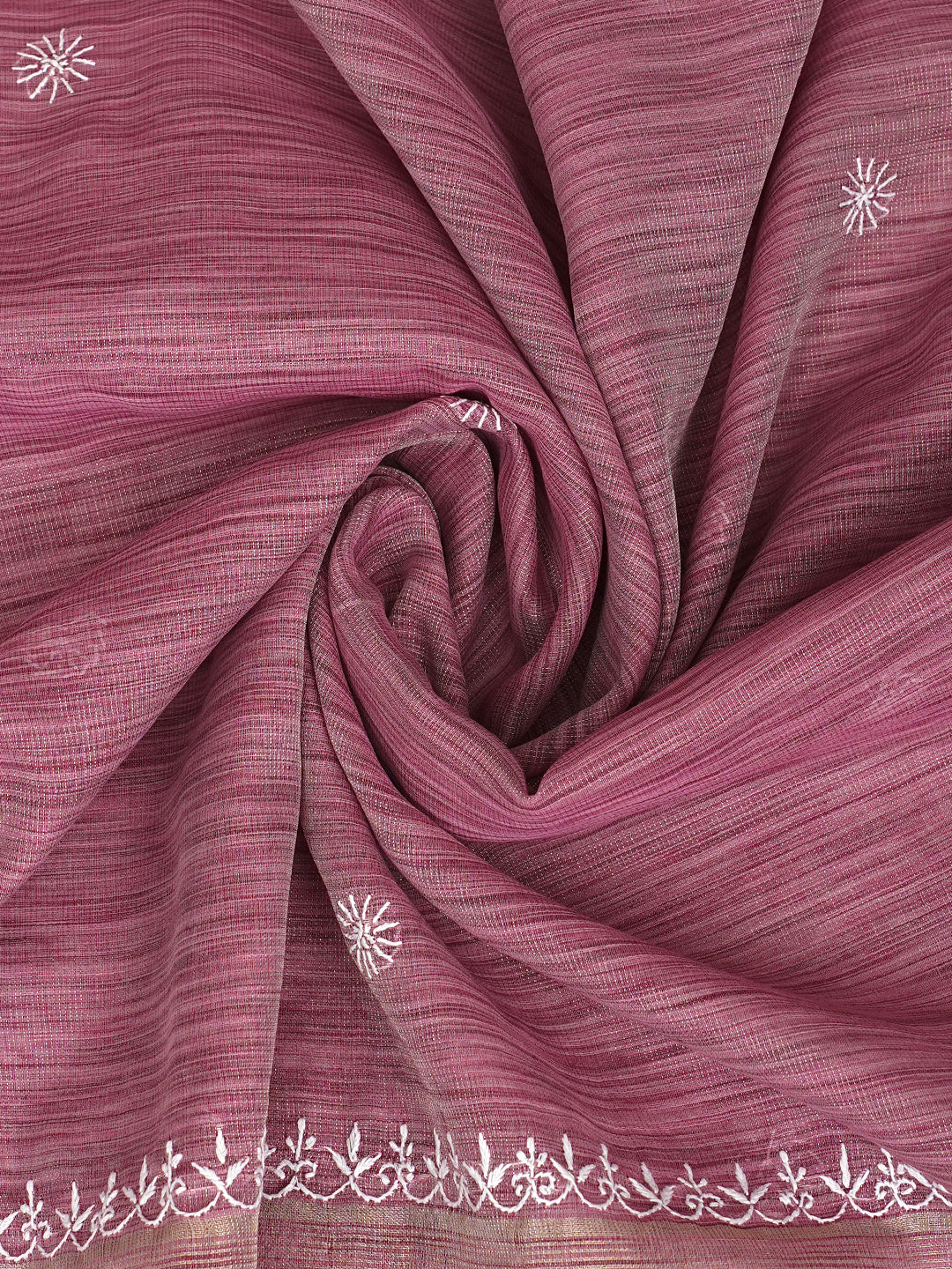Ada Hand Embroidered Onion Pink Tissue Unstitched Lucknowi Chikankari Kurta Dupatta Set 01A997842