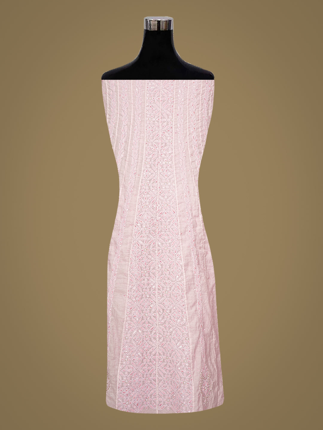 Ada Hand Embroidered Opera Mauve Chanderi Lucknowi Chikankari Semi Stitched Anarkali Kurta Dupatta Set with Zari Work 01A921752