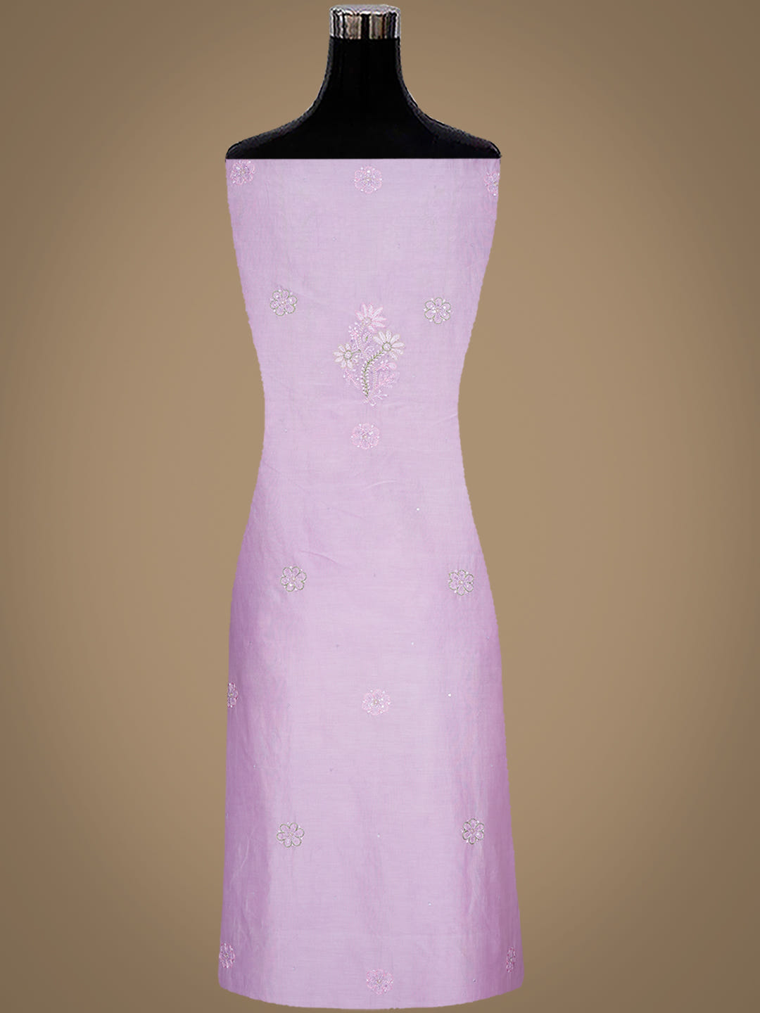 Ada Hand Embroidered Mauve Chanderi Lucknowi Chikankari Unstitched Kurta Dupatta Set With Sequinned Work 01A983137