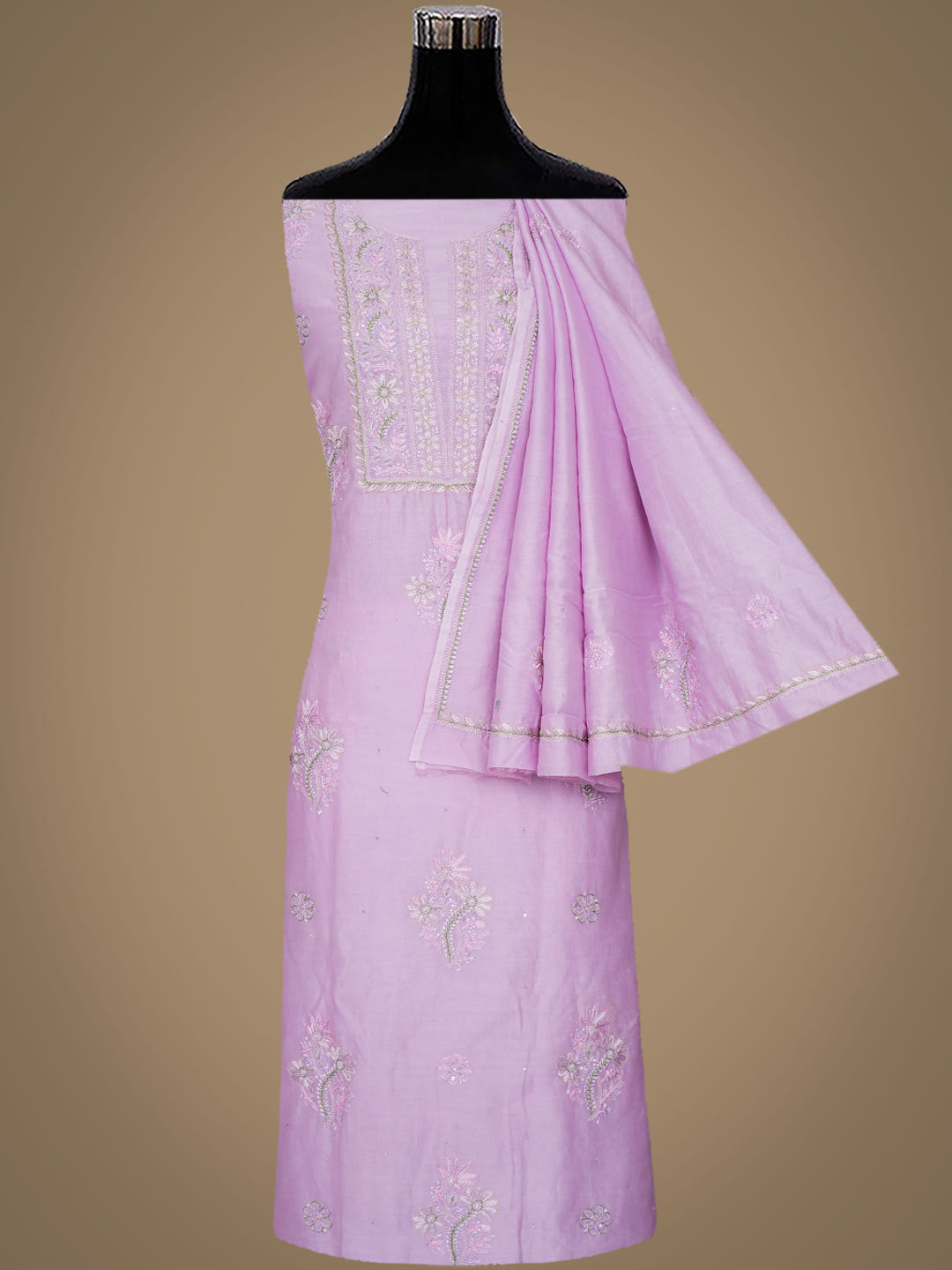 Ada Mauve Chanderi Unstitched Kurta Dupatta Set_2
