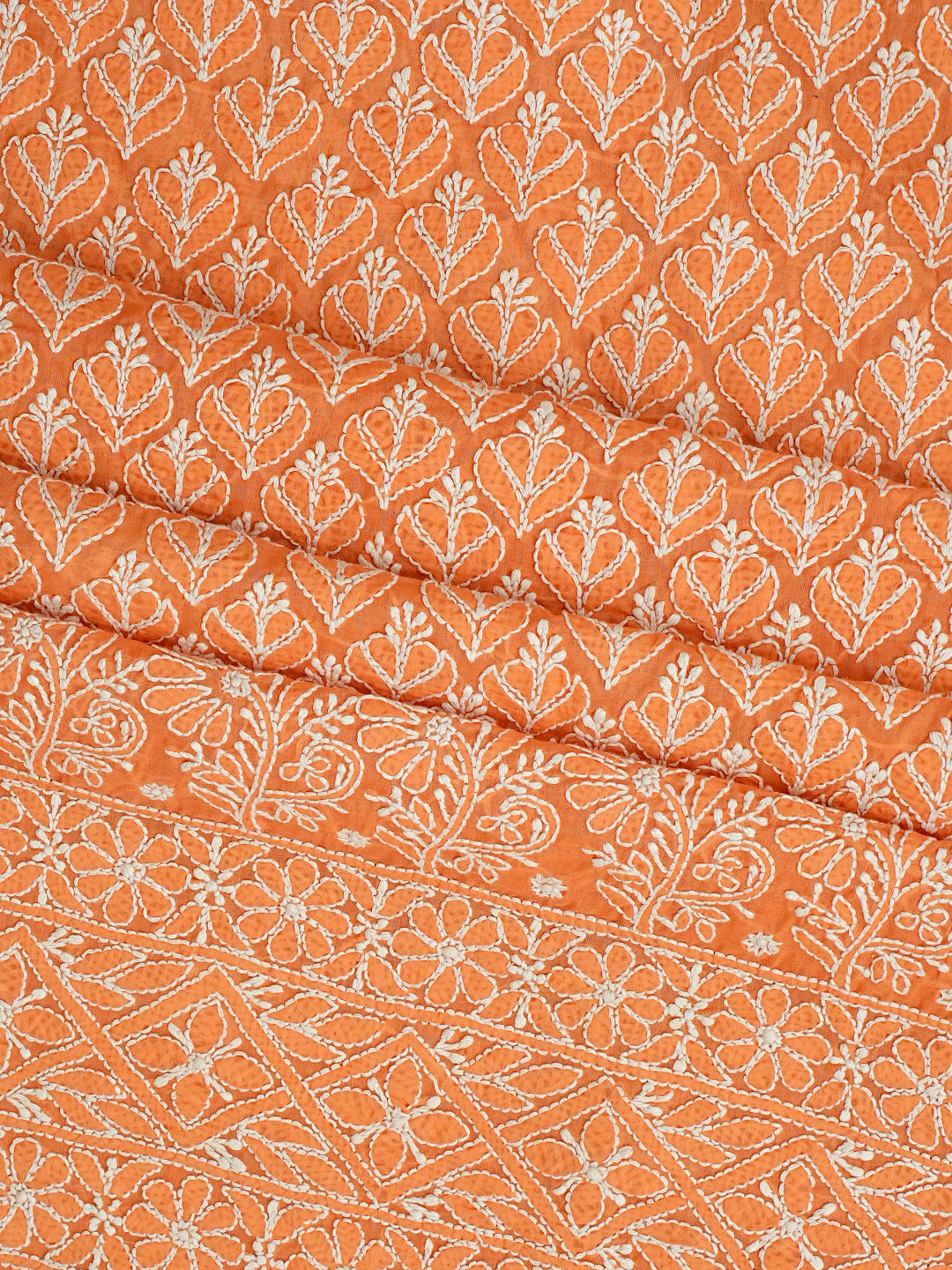 Traditional Orange Chikankari Suit Piece for Festive Wear