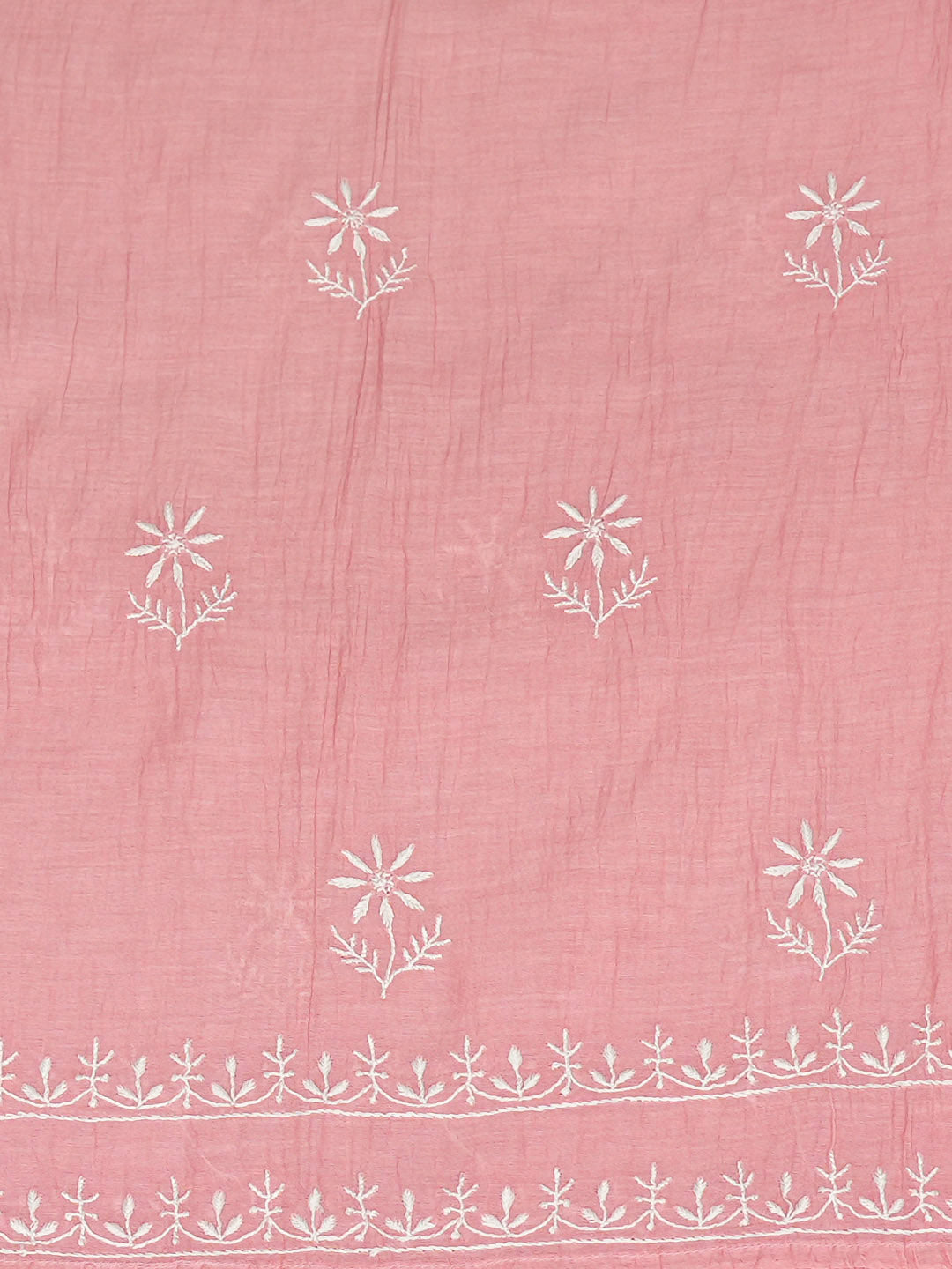 Ada Hand Embroidered Peach Chanderi Lucknowi Chikankari Semi-Stitched Kurta Dupatta Set 01A963324