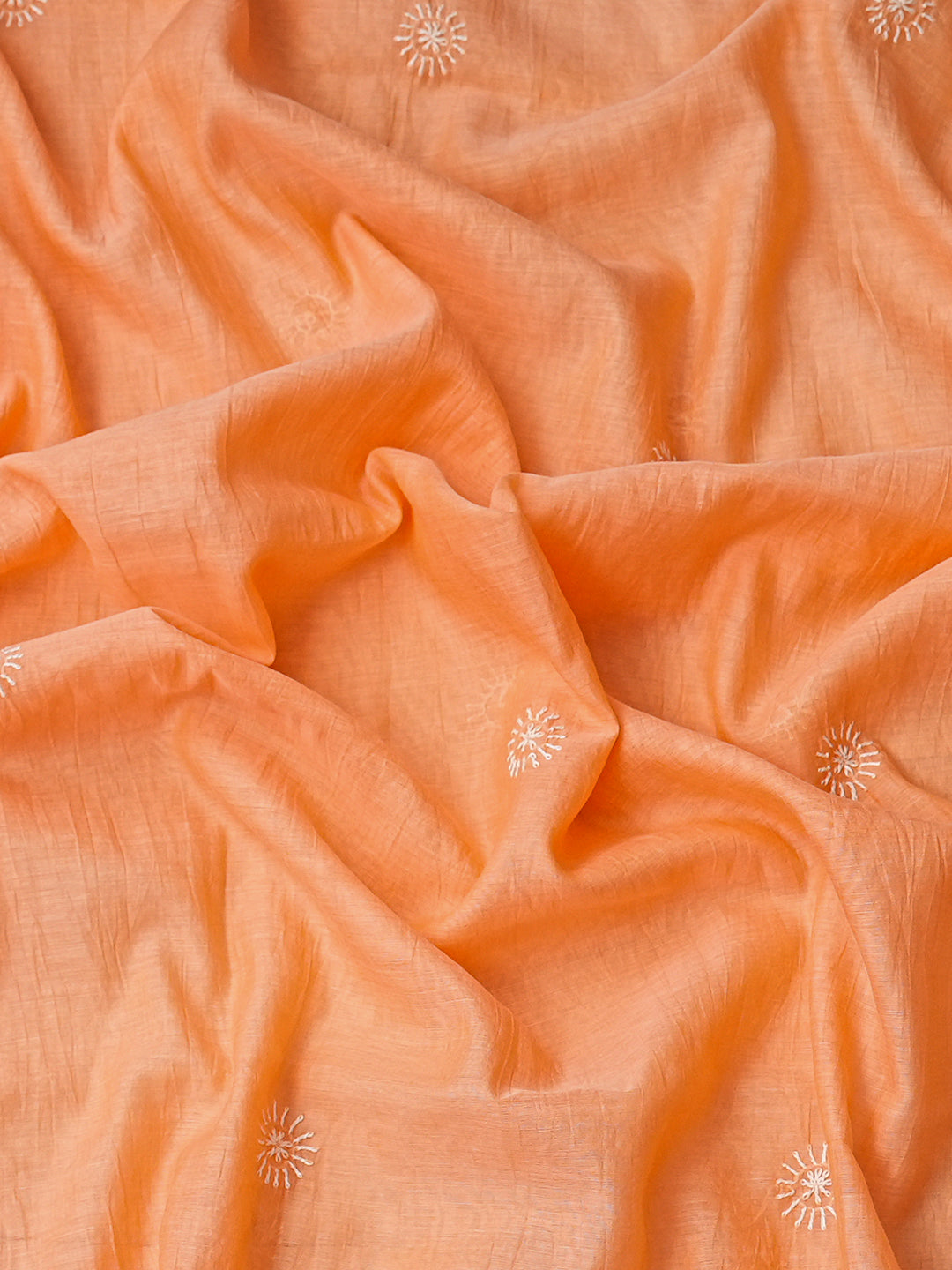 Ada Hand Embroidered Peach Chanderi Lucknowi Chikankari Semi-Stitched Anarkali Kurta Dupatta Set 01A992890