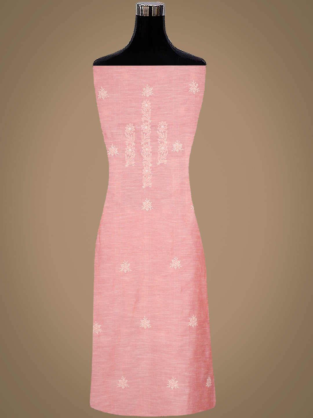 Elegant Peach Lucknowi Chikankari Unstitched Suit Set
