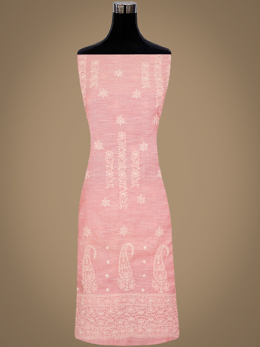 Hand Embroidered Peach Chanderi Kurta Dupatta for Women