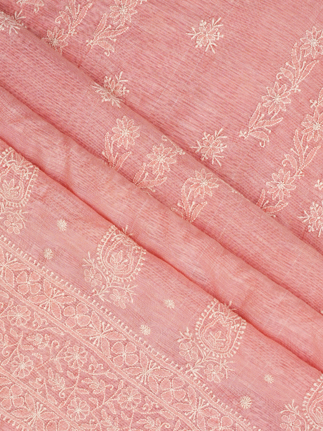 Peach Lucknowi Chikankari Dress Material for Festive Wear
