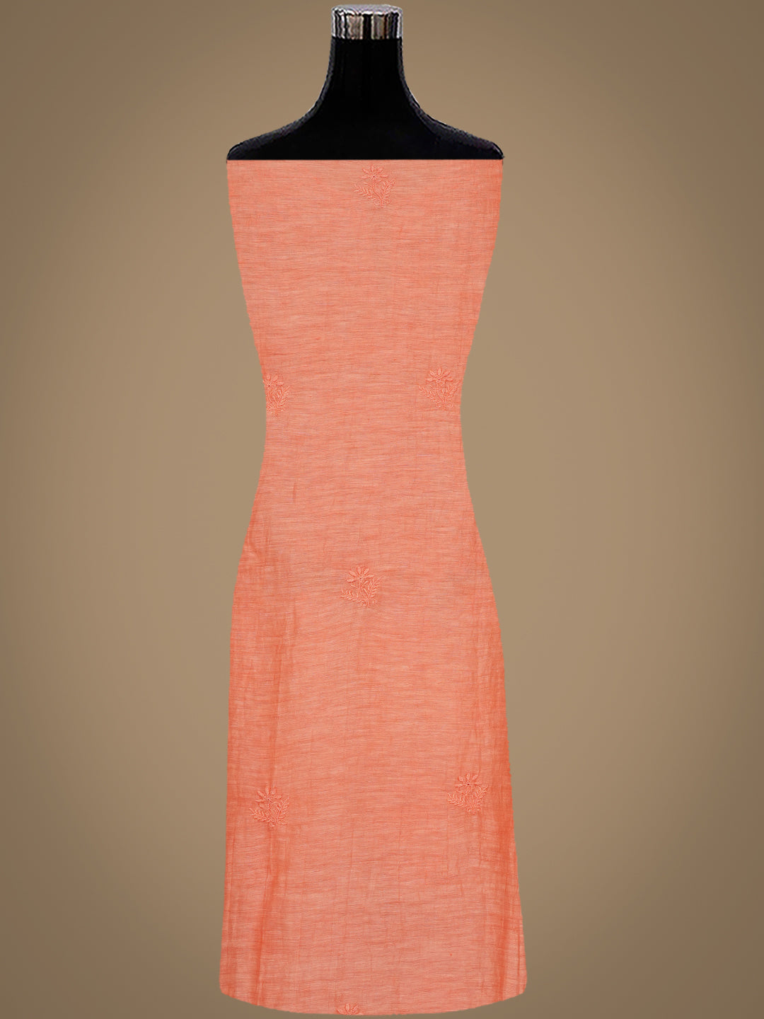 Ada Hand Embroidered Peach Chanderi Lucknowi Chikankari Unstitched Kurta Dupatta Set 01A604794