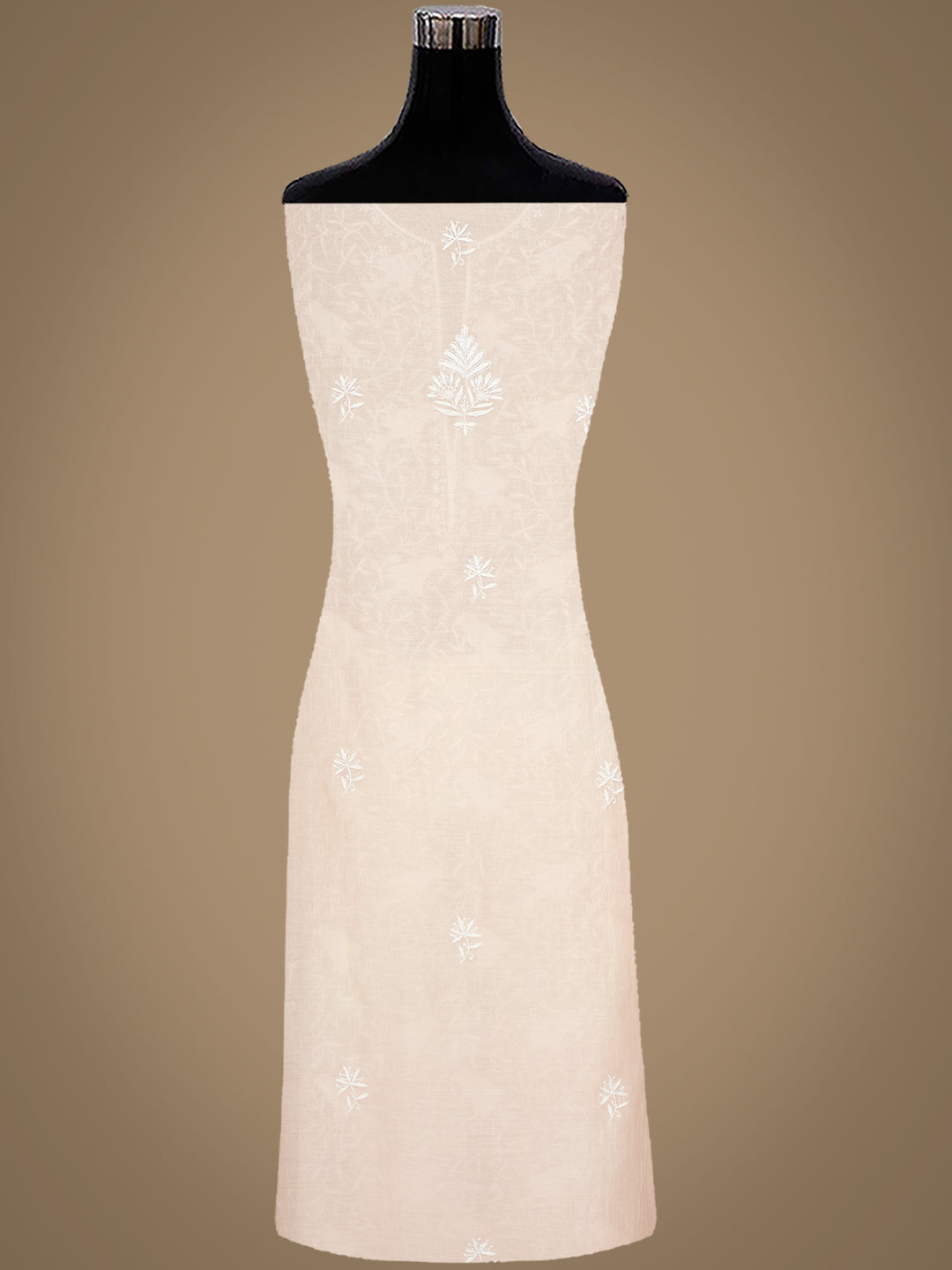 Ada Hand Embroidered Peach Chanderi Lucknowi Chikankari Unstitched Kurta Dupatta Set 01A818452