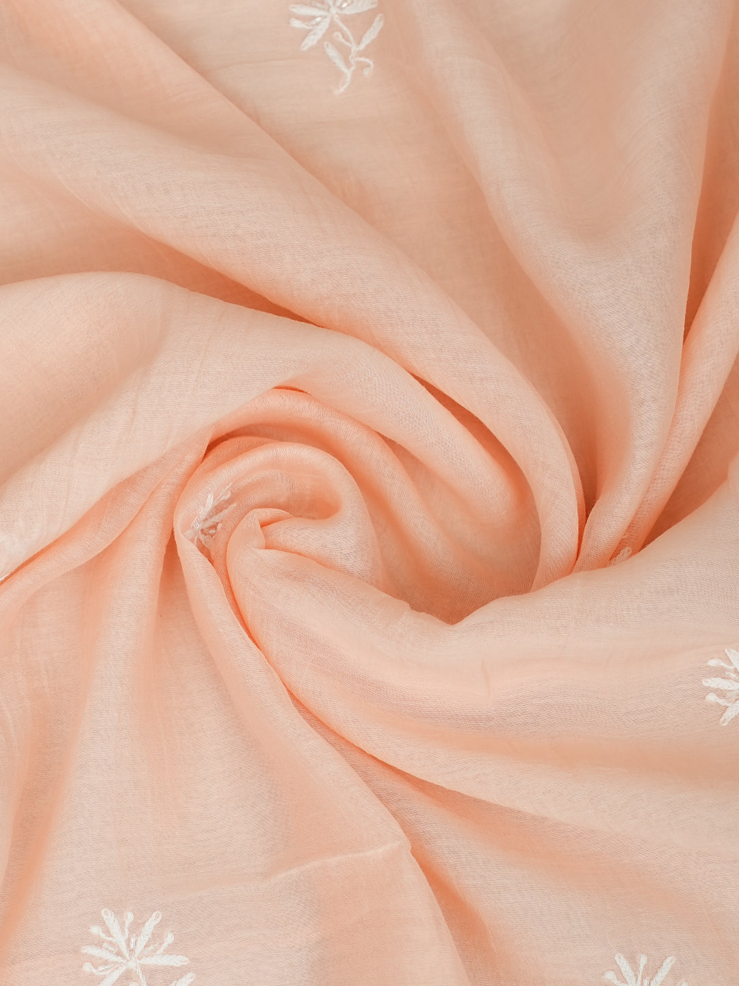 Ada Hand Embroidered Peach Chanderi Lucknowi Chikankari Unstitched Kurta Dupatta Set 01A818452