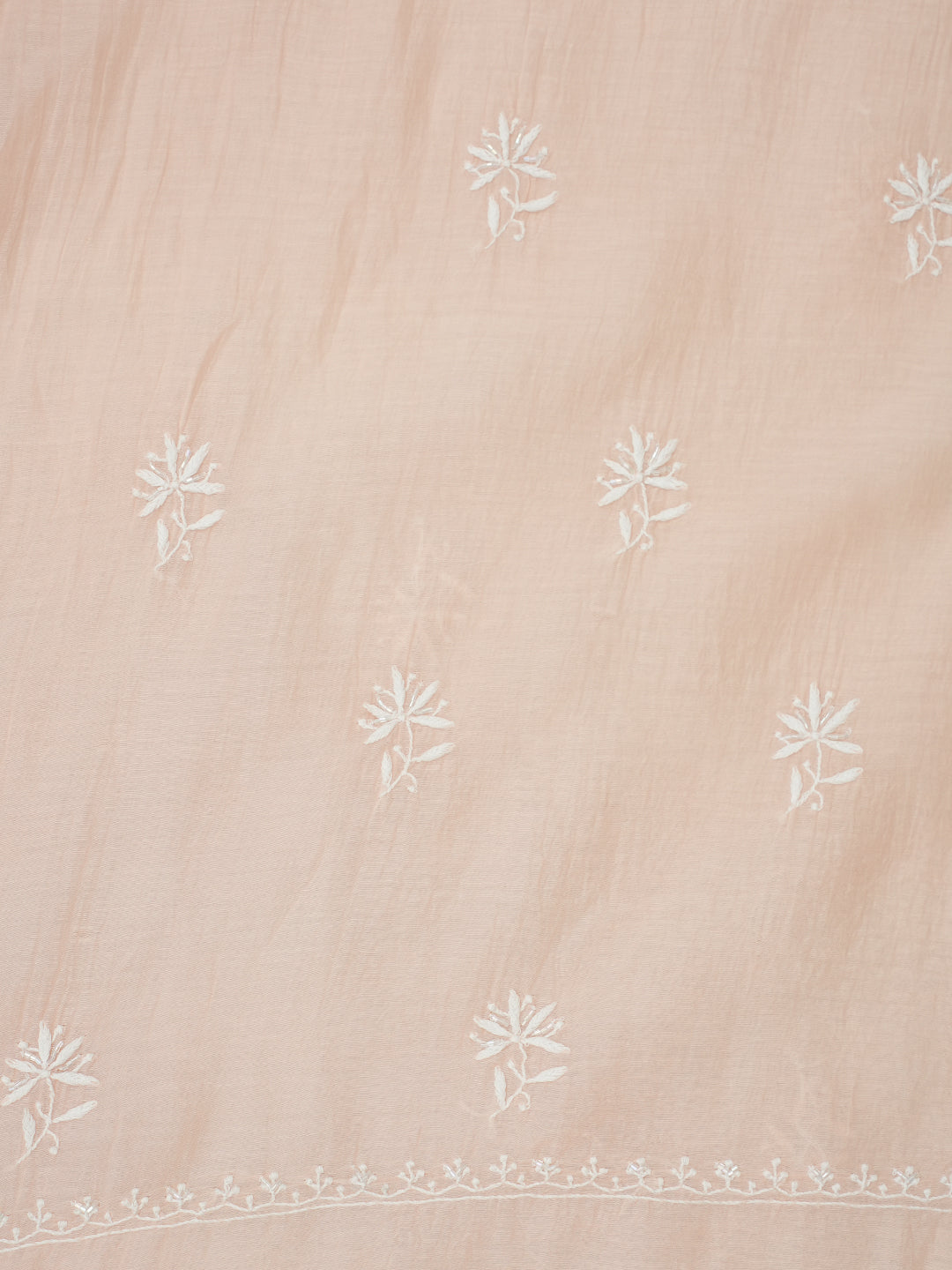 Ada Hand Embroidered Peach Chanderi Lucknowi Chikankari Unstitched Kurta Dupatta Set 01A818452