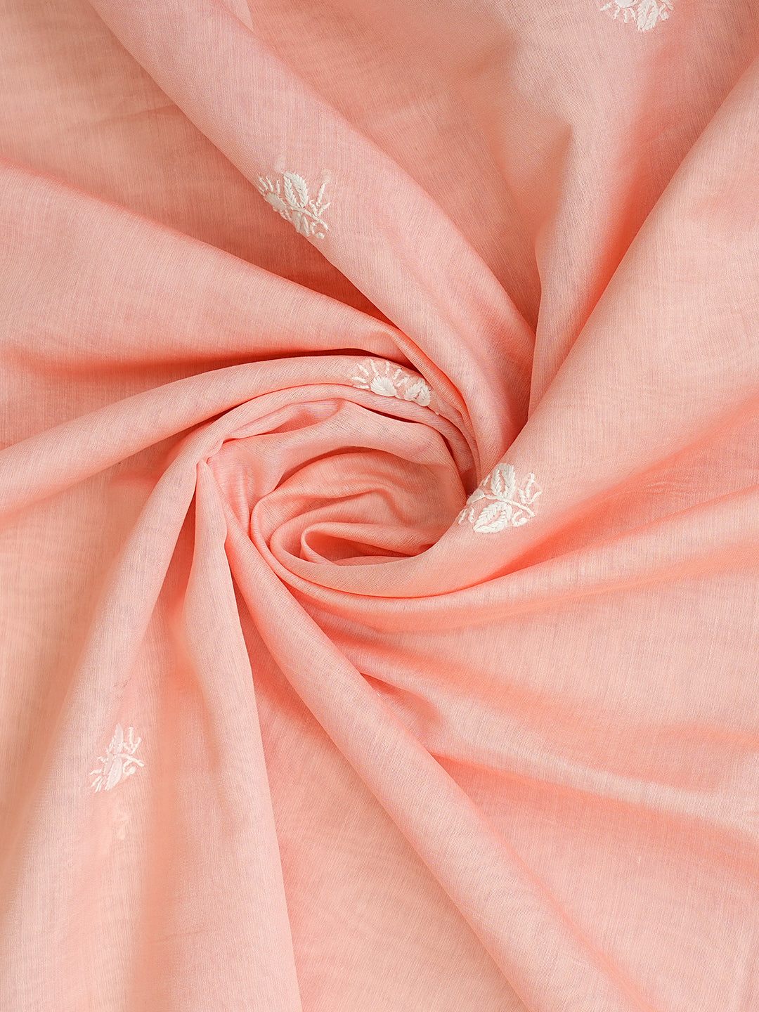 Ada Hand Embroidered Peach Chanderi Lucknowi Chikankari Unstitched Kurta Dupatta Set 01A980232