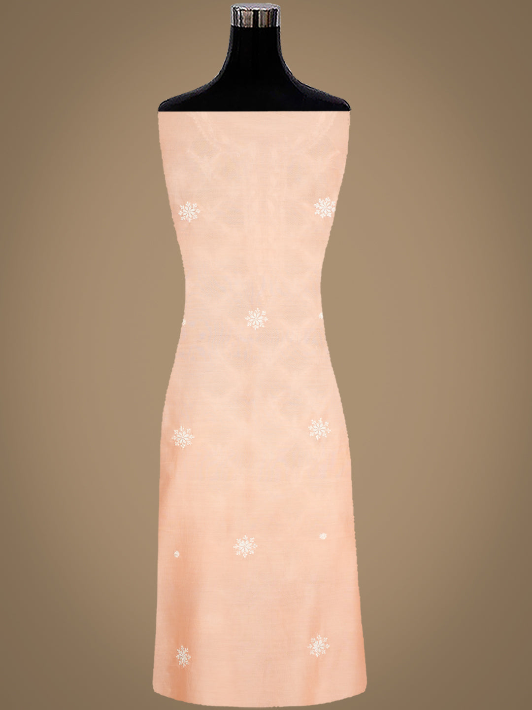 Ada Peach Chanderi Unstitched Kurta Dupatta Set with Hand Embroidery