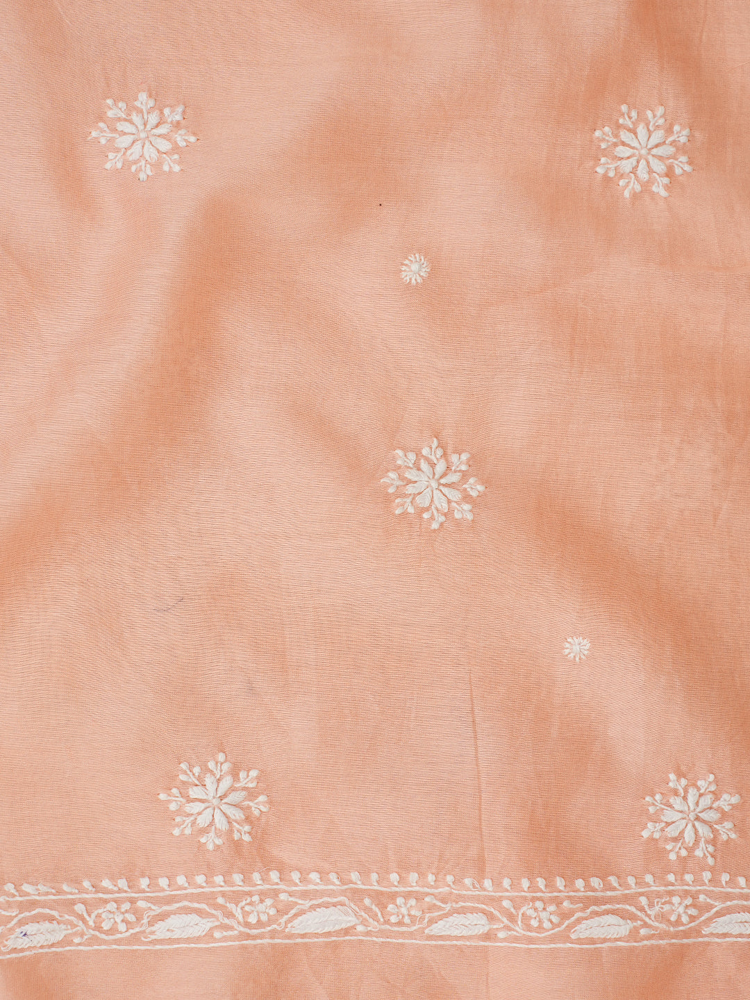 Designer Peach Chanderi Chikankari Kurta Fabric Set by Ada