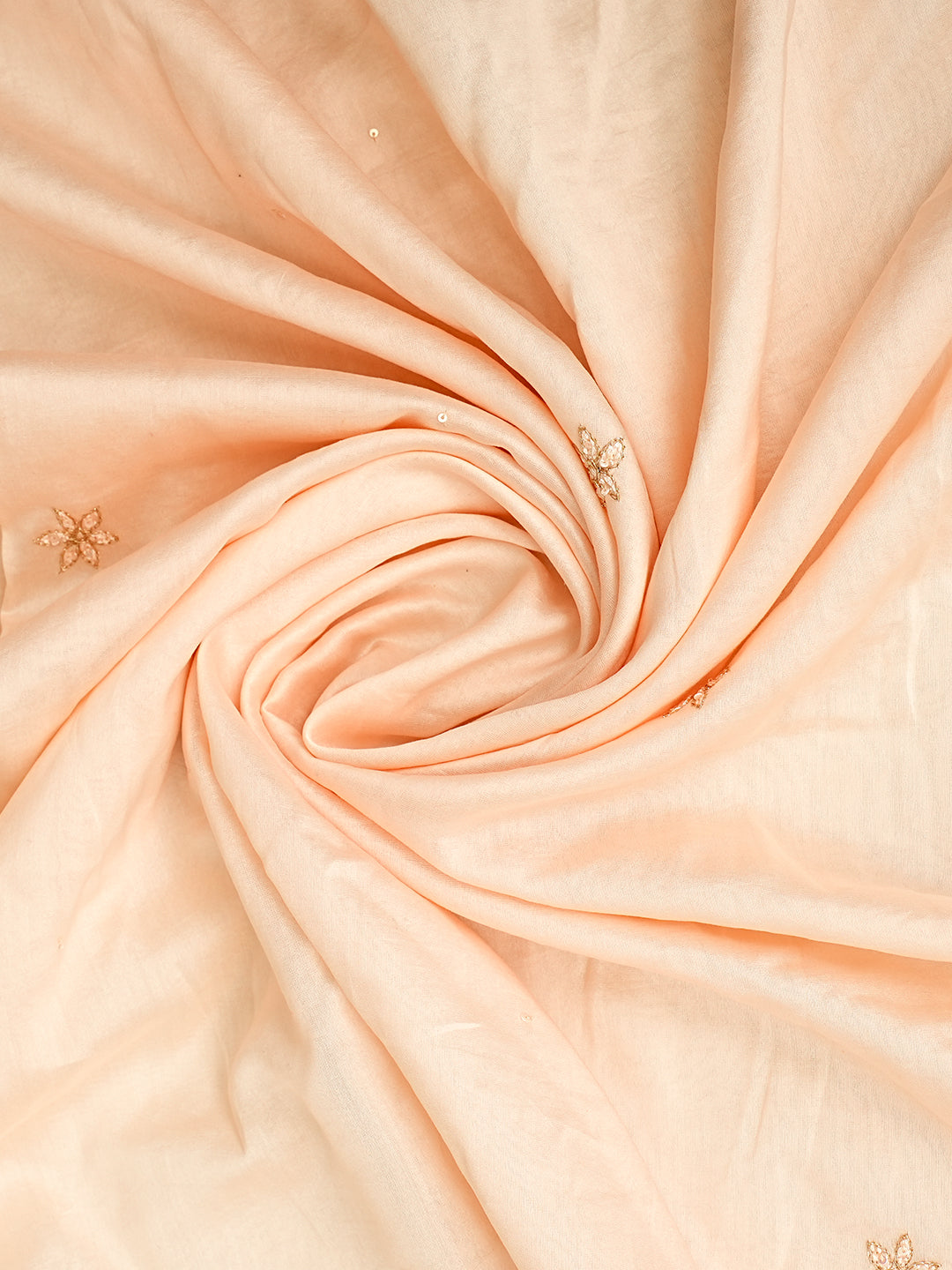 Ada Hand Embroidered Peach Chanderi Lucknowi Chikankari Unstitched Kurta Dupatta Set With Zari Work 01A983145