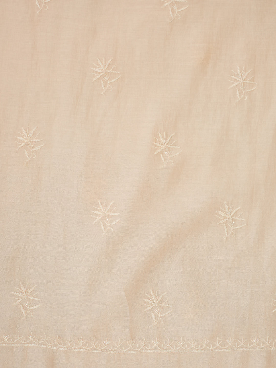 Ada Hand Embroidered Peach Chanderi Lucknowi Chikankari Unstitched Kurta Dupatta Set with Pearl Work 01A841073