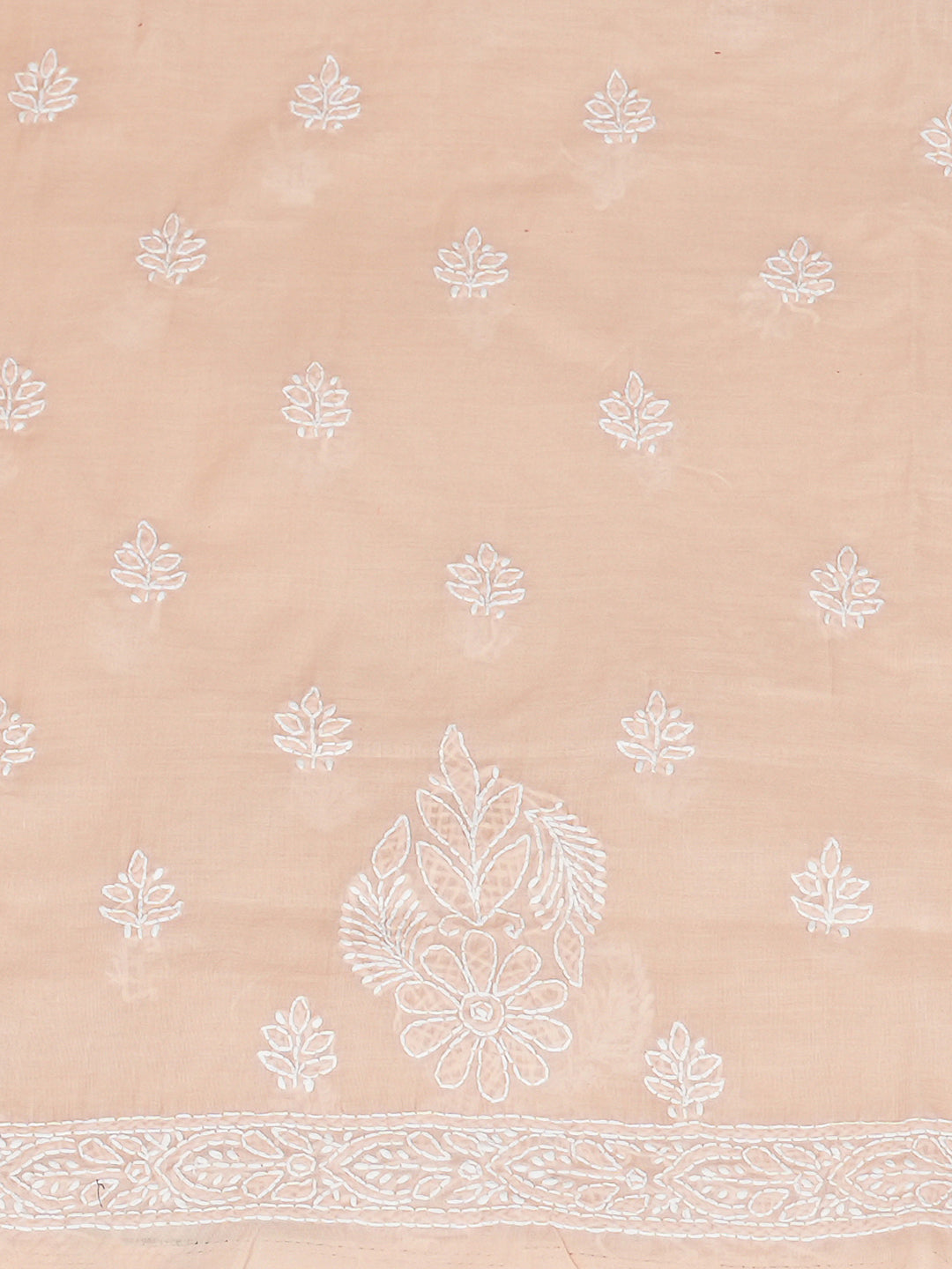 Ada Hand Embroidered Peach Cotton Lucknowi Chikankari Unstitched Kurta 01A712254