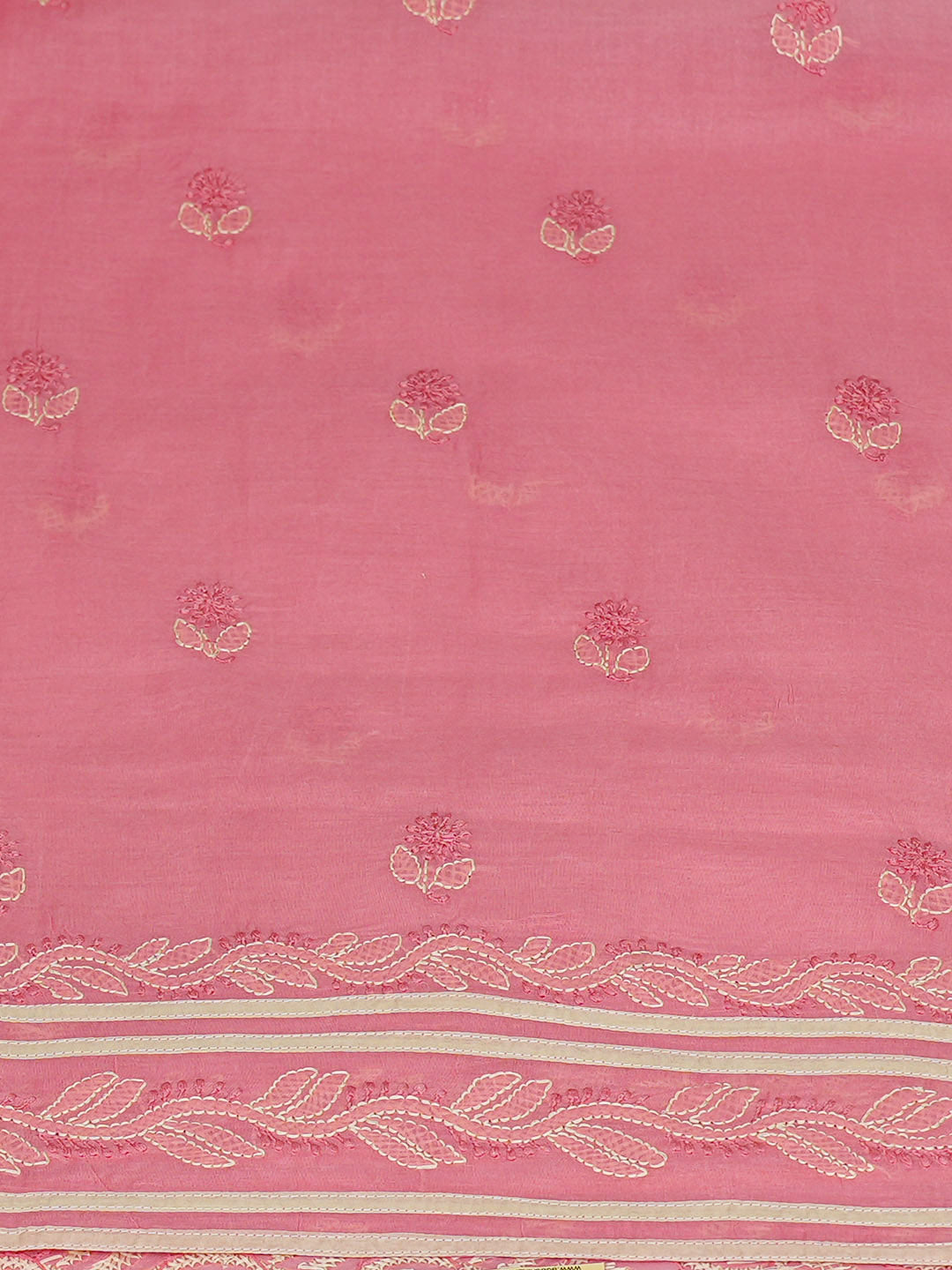 Ada Hand Embroidered  Peach Cotton Lucknowi Chikankari Unstitched Kurta 01A883587
