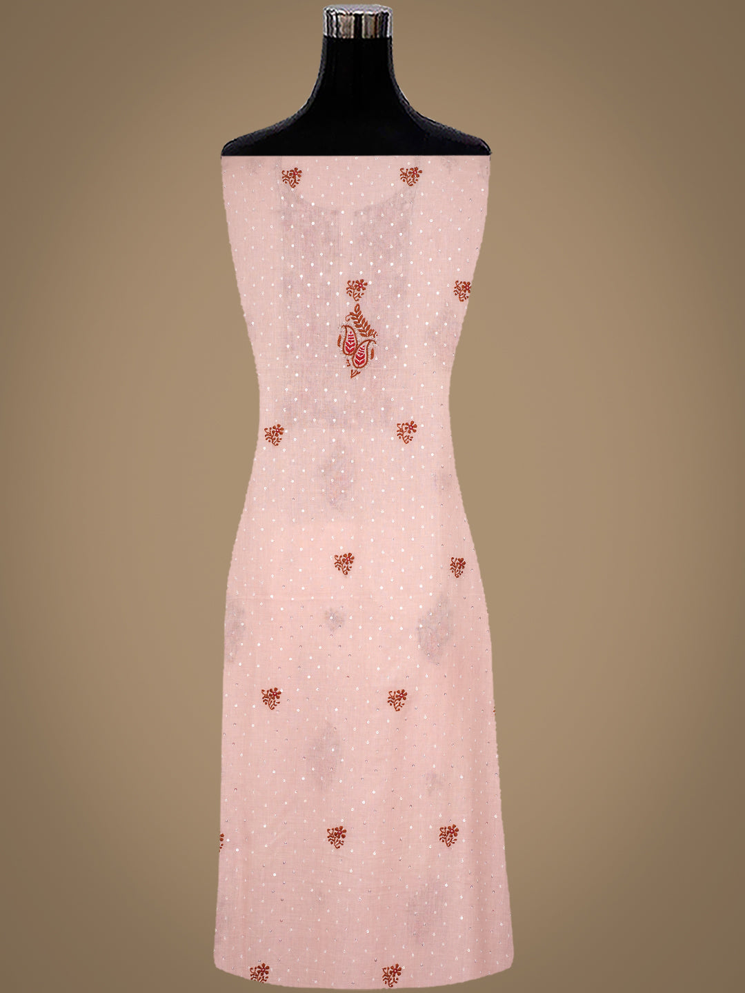 Ada Peach Cotton Unstitched Kurta Dupatta_2