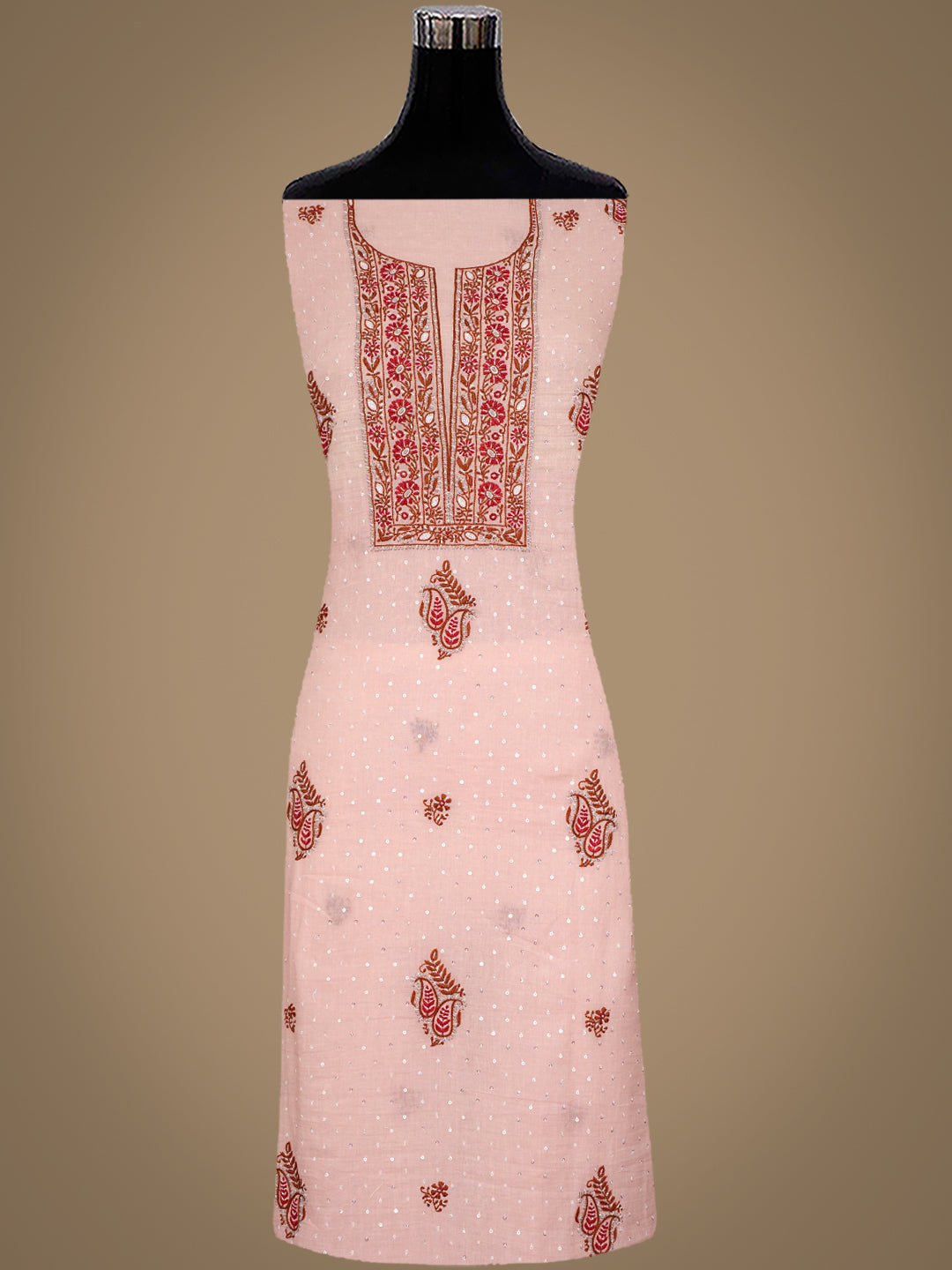 Ada Peach Cotton Unstitched Kurta Dupatta_3
