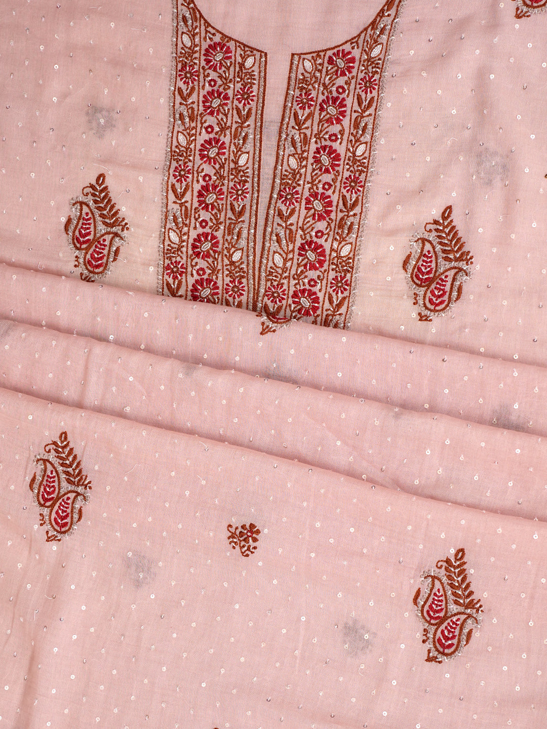 Ada Peach Cotton Unstitched Kurta Dupatta_6