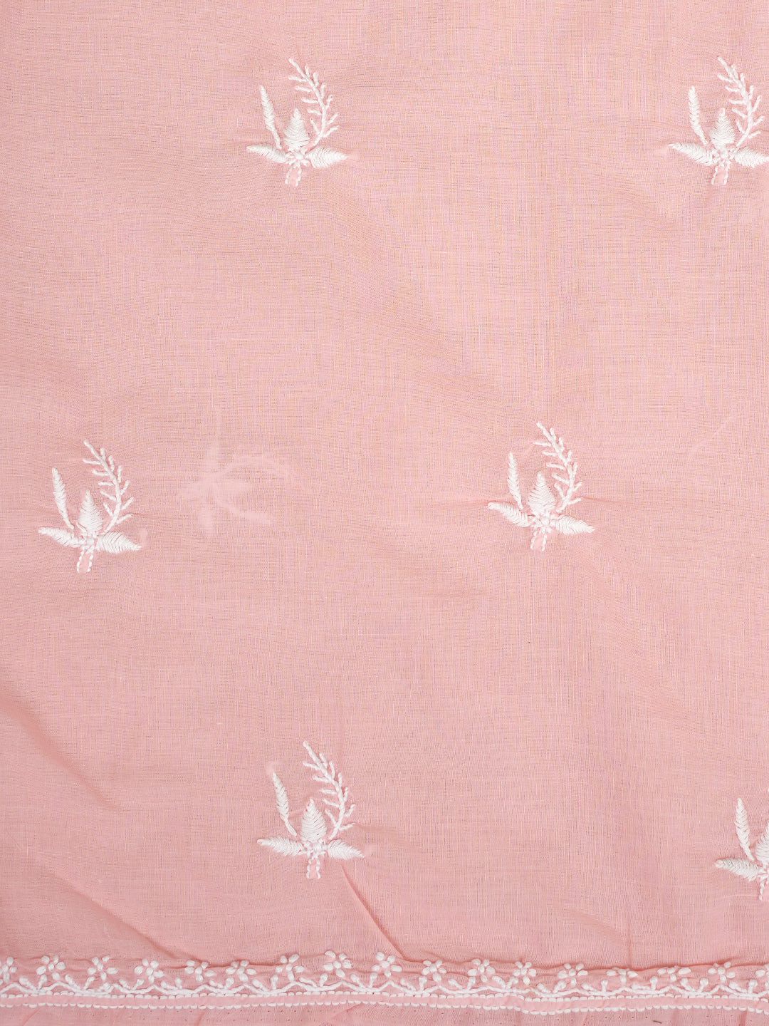 Ada Hand Embroidered Peach Cotton Lucknowi Chikankari Unstitched Suit Piece 01A773506