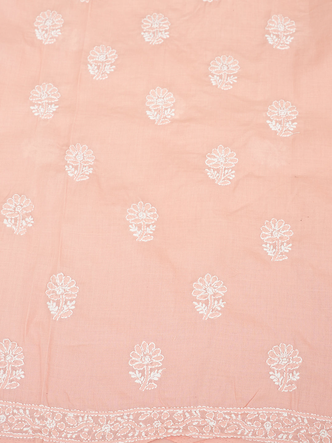 Ada Hand Embroidered Peach Cotton Lucknowi Chikankari Unstitched Suit Piece 01A986947