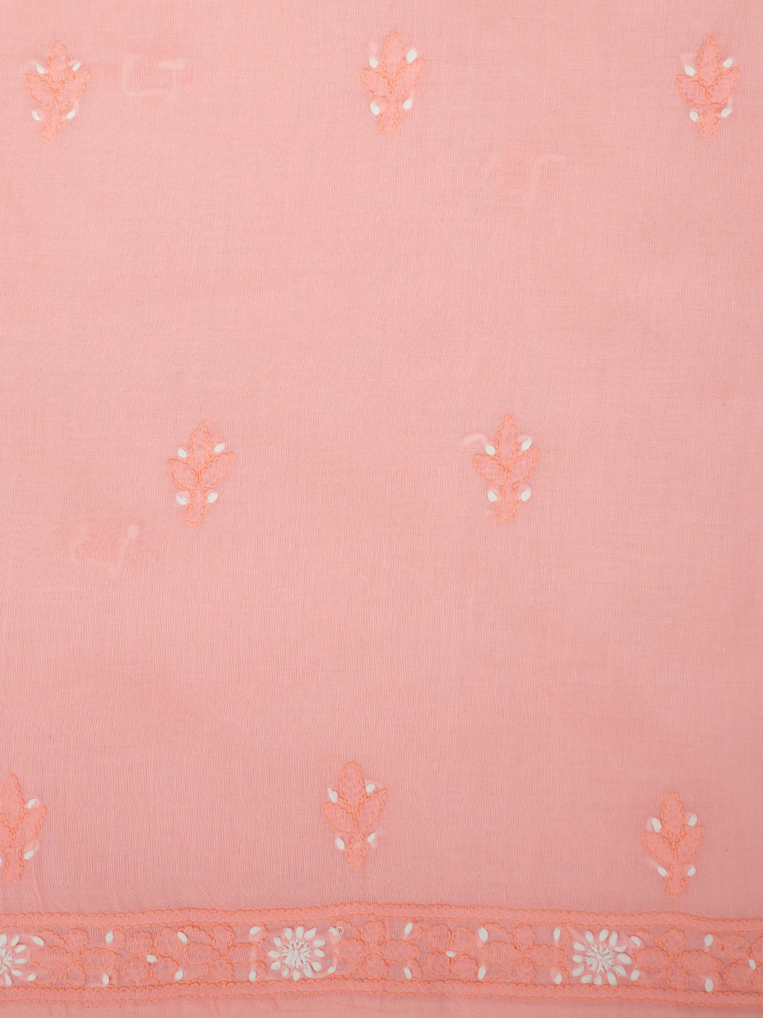 Ada Hand Embroidered Peach Cotton Lucknowi Chikankari Unstitched Suit Piece 01A993860