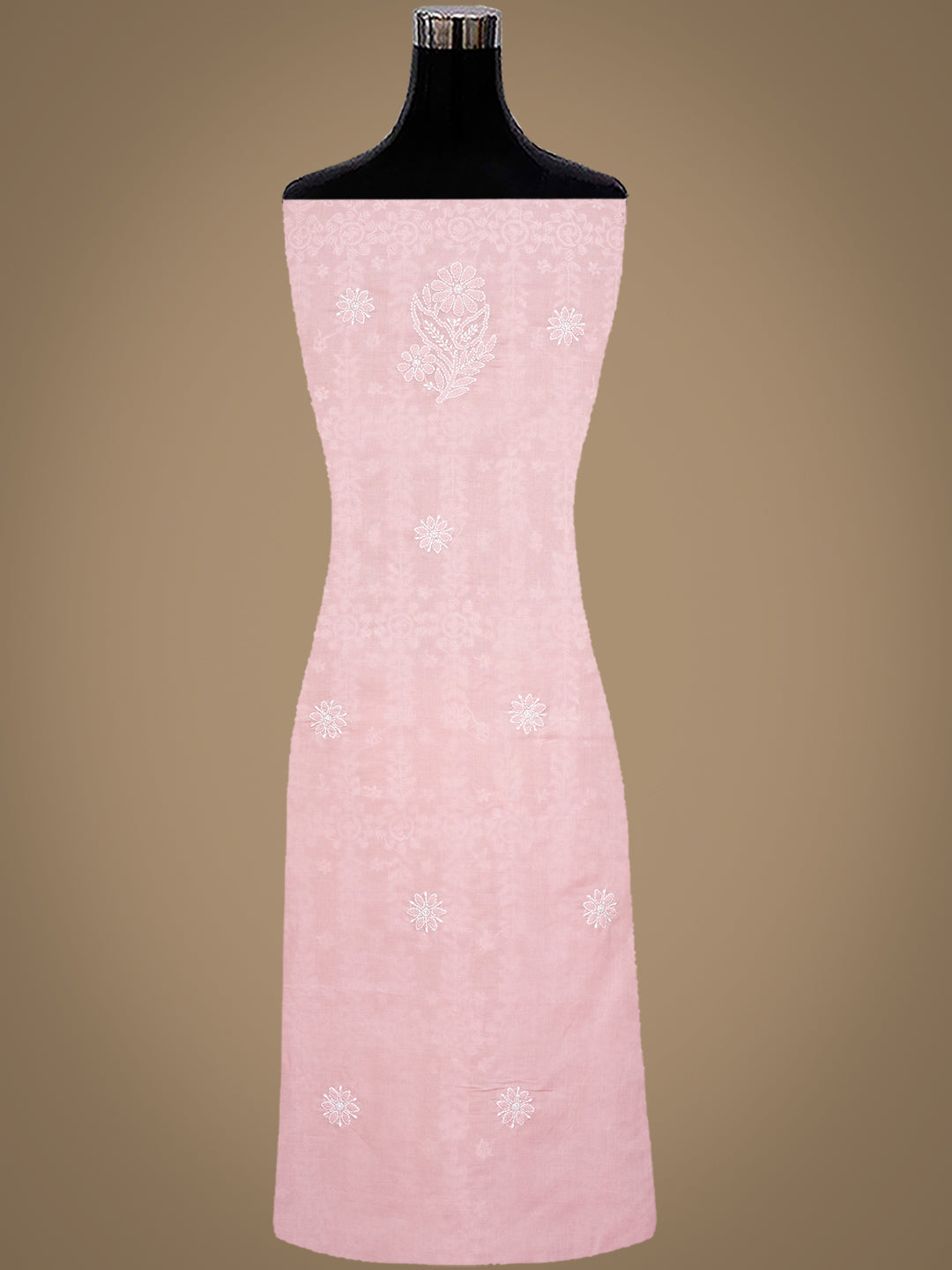Ada Hand Embroidered Peach Cotton Lucknowi Chikankari Unstitched Suit Piece 01A999486
