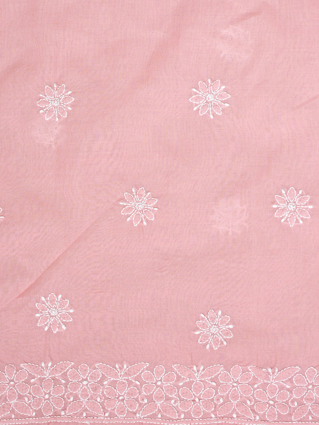 Ada Hand Embroidered Peach Cotton Lucknowi Chikankari Unstitched Suit Piece 01A999486
