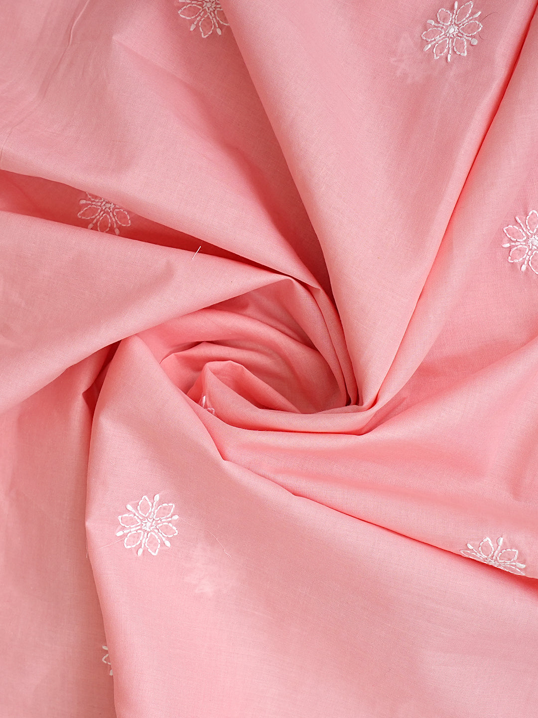 Ada Hand Embroidered Peach Cotton Lucknowi Chikankari Unstitched Suit Piece 01A999486