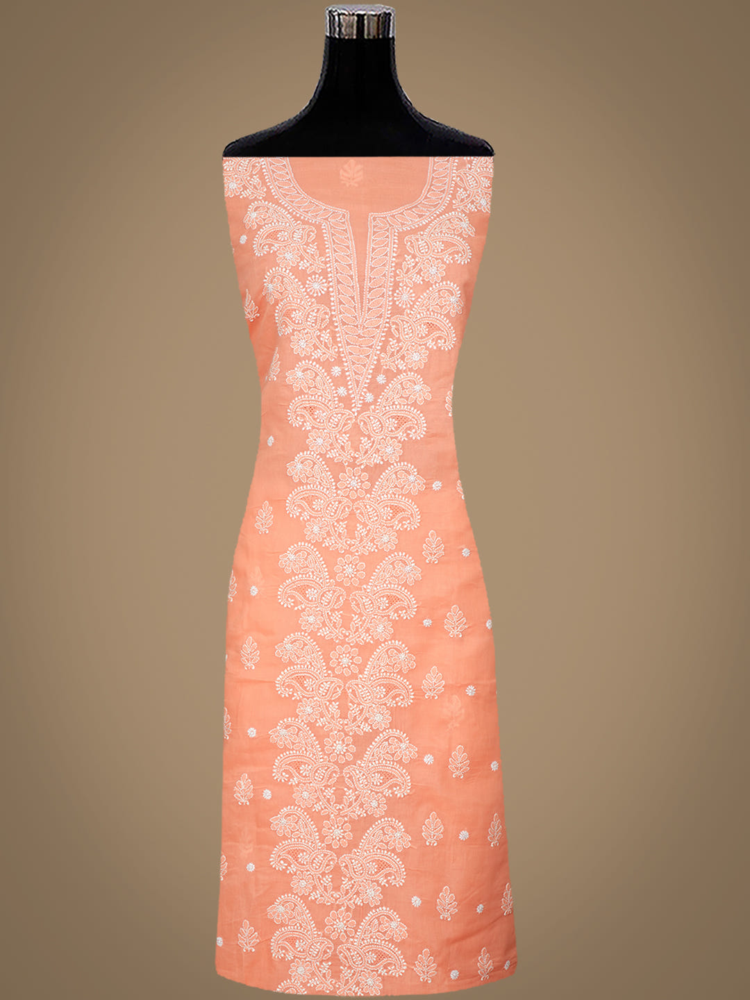 Ada Hand Embroidered Peach Cotton Lucknowi Chikankari Unstitched Suit Piece With Chiffon Dupatta 01A1009896_4