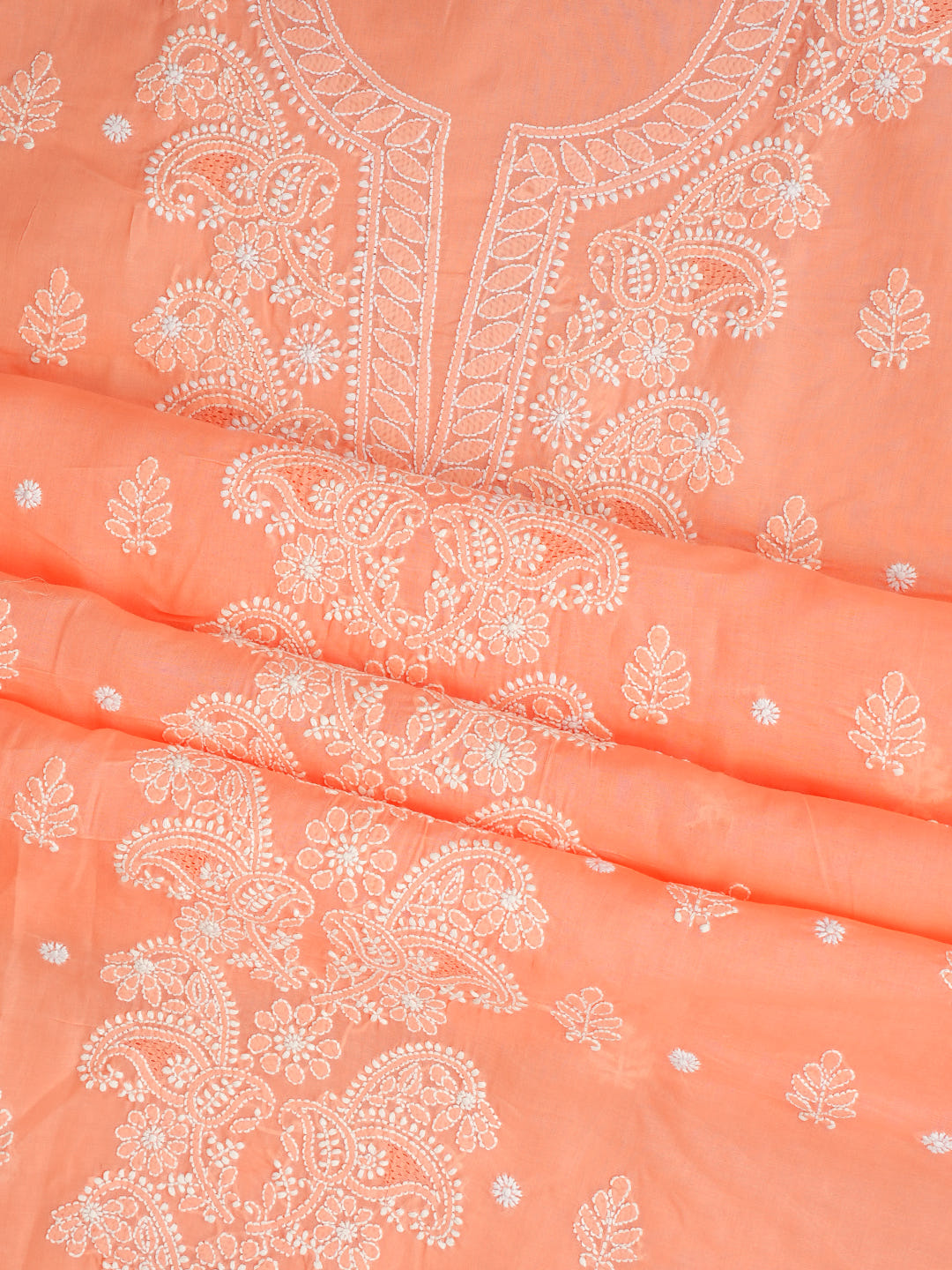 Ada Hand Embroidered Peach Cotton Lucknowi Chikankari Unstitched Suit Piece With Chiffon Dupatta 01A1009896_8