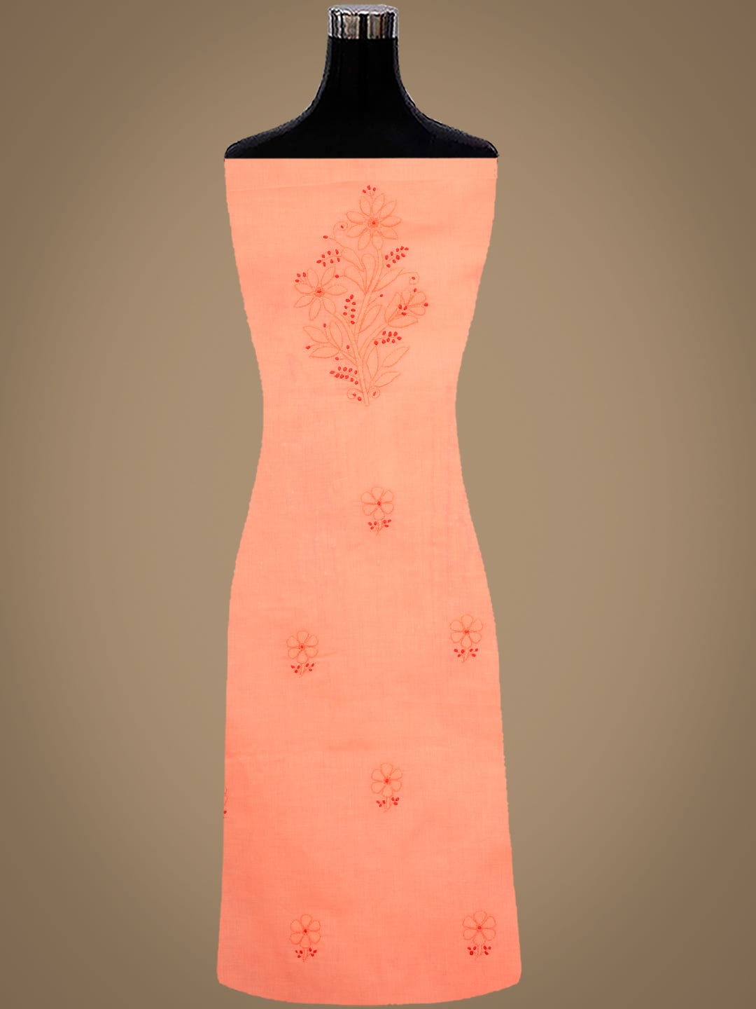 Ada Hand Embroidered Peach Cotton Lucknowi Chikankari Unstitched Suit Piece With Chiffon Dupatta 01A1025760_4