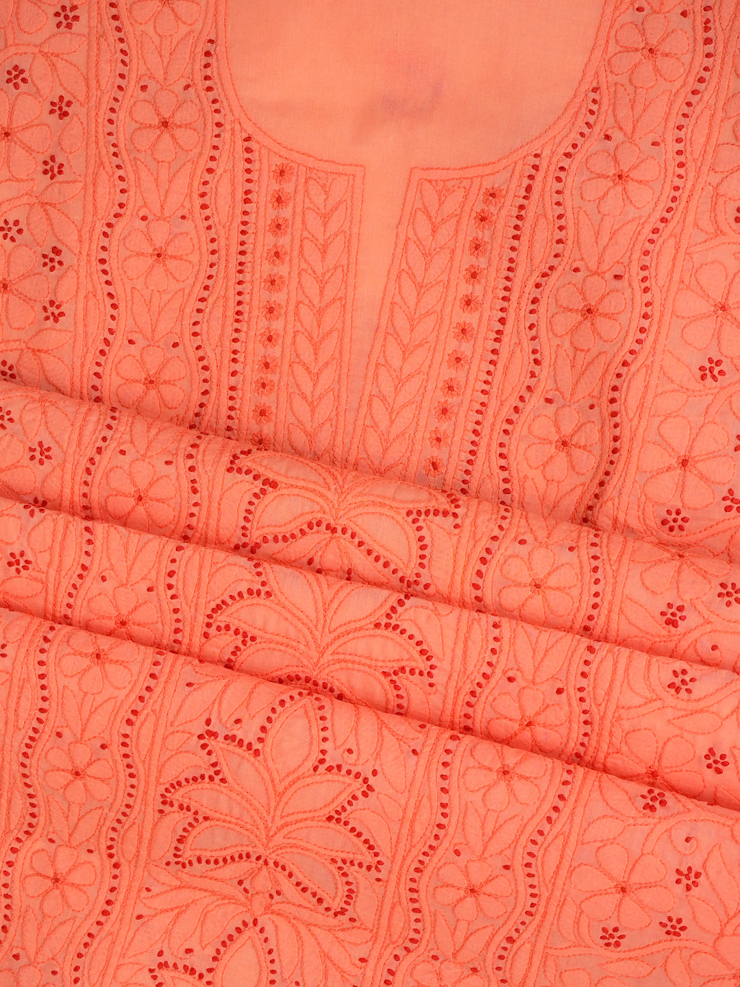 Ada Hand Embroidered Peach Cotton Lucknowi Chikankari Unstitched Suit Piece With Chiffon Dupatta 01A1025760_6