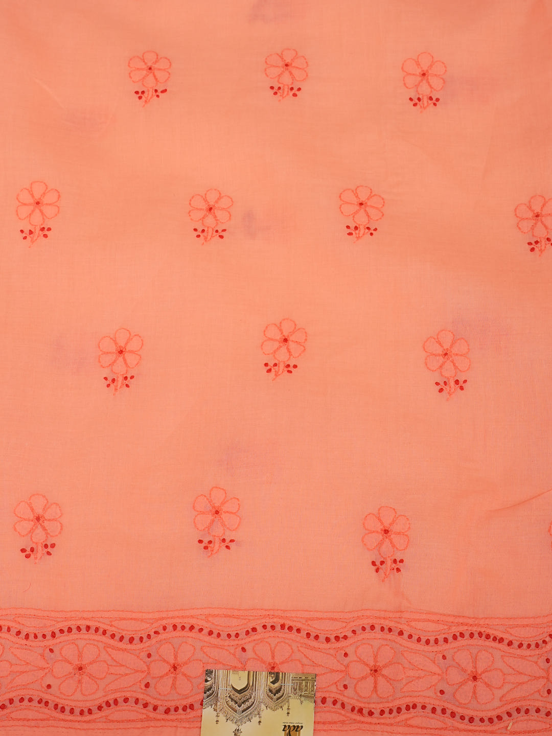 Ada Hand Embroidered Peach Cotton Lucknowi Chikankari Unstitched Suit Piece With Chiffon Dupatta 01A1025760_7