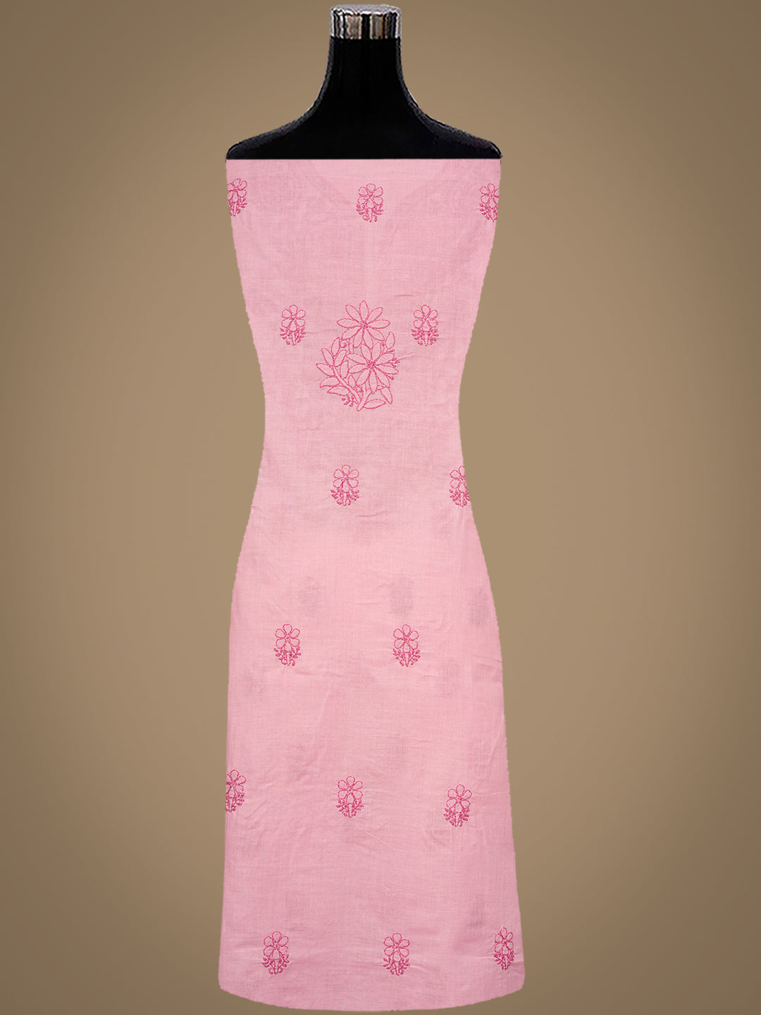 Ada Hand Embroidered Peach Cotton Lucknowi Chikankari Unstitched Suit Set With Chiffon Dupatta 01A992431