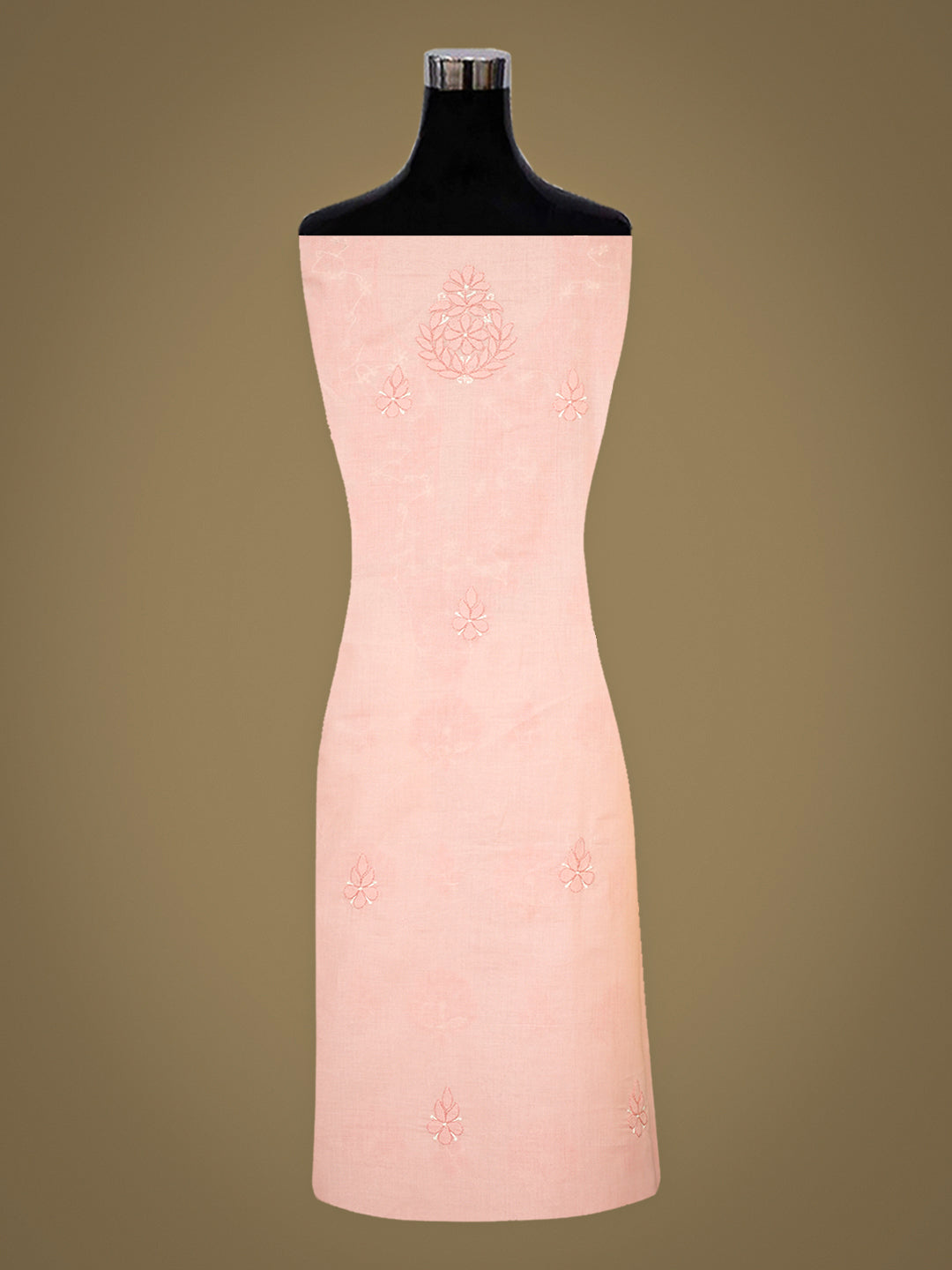 Ada Hand Embroidered Peach Cotton lucknowi Chikankari Unstitched Kurta 01A1010445 2