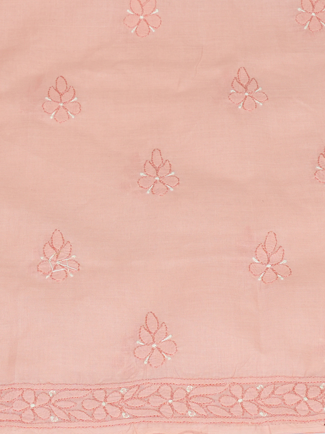 Ada Hand Embroidered Peach Cotton lucknowi Chikankari Unstitched Kurta 01A1010445 4