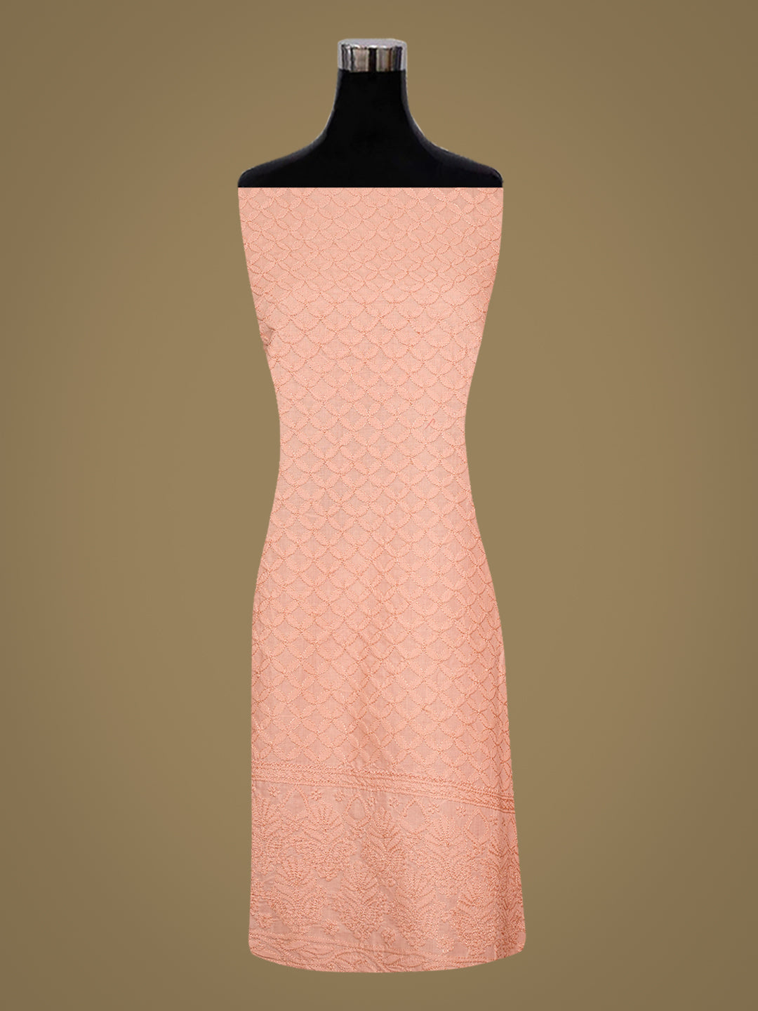 Ada Hand Embroidered Peach Cotton lucknowi Chikankari Unstitched Kurta 01A724713