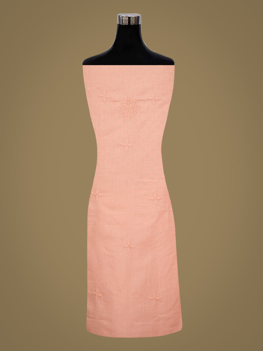 Ada Hand Embroidered Peach Cotton lucknowi Chikankari Unstitched Kurta 01A724713