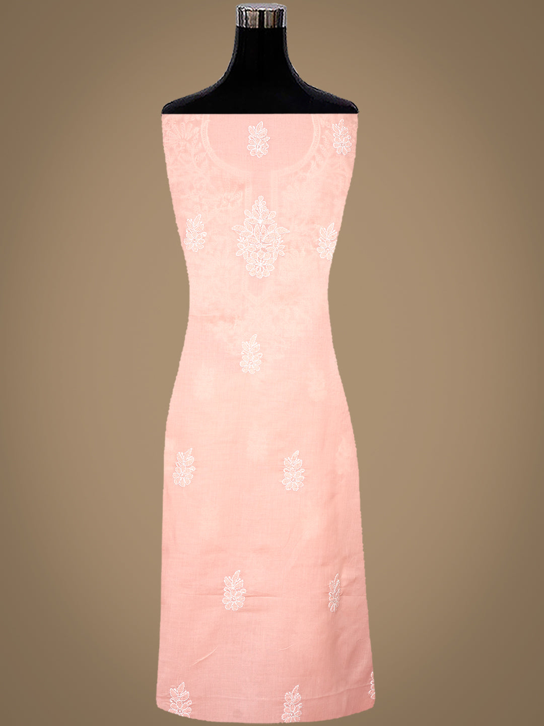 Ada Hand Embroidered Peach Cotton lucknowi Chikankari Unstitched Kurta 01A946554