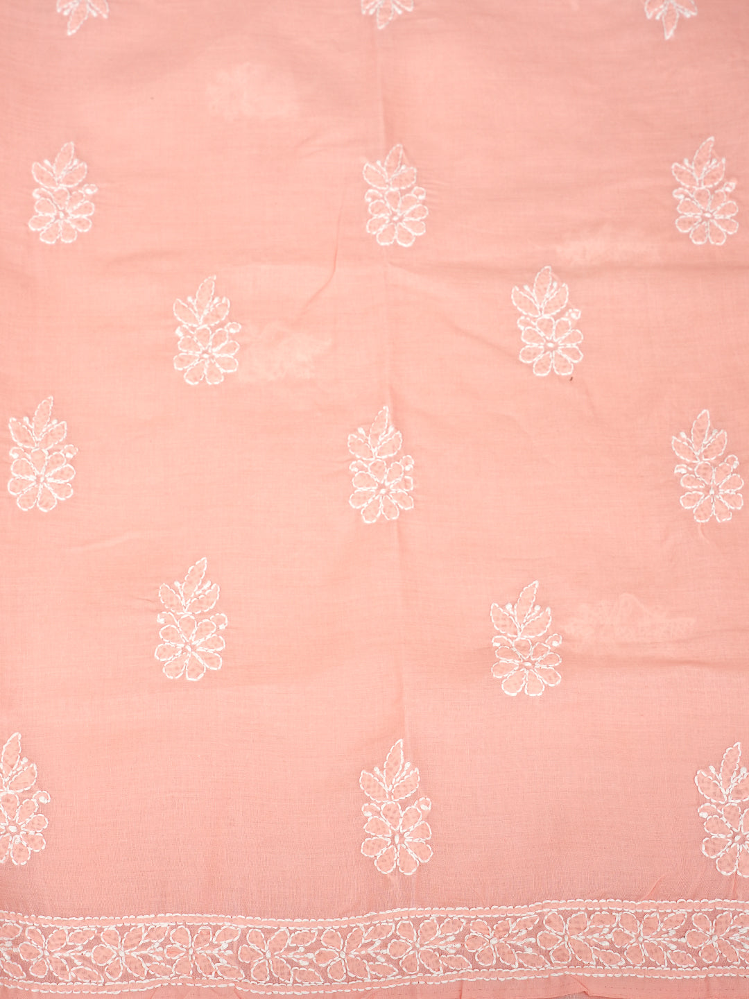 Ada Hand Embroidered Peach Cotton lucknowi Chikankari Unstitched Kurta 01A946554